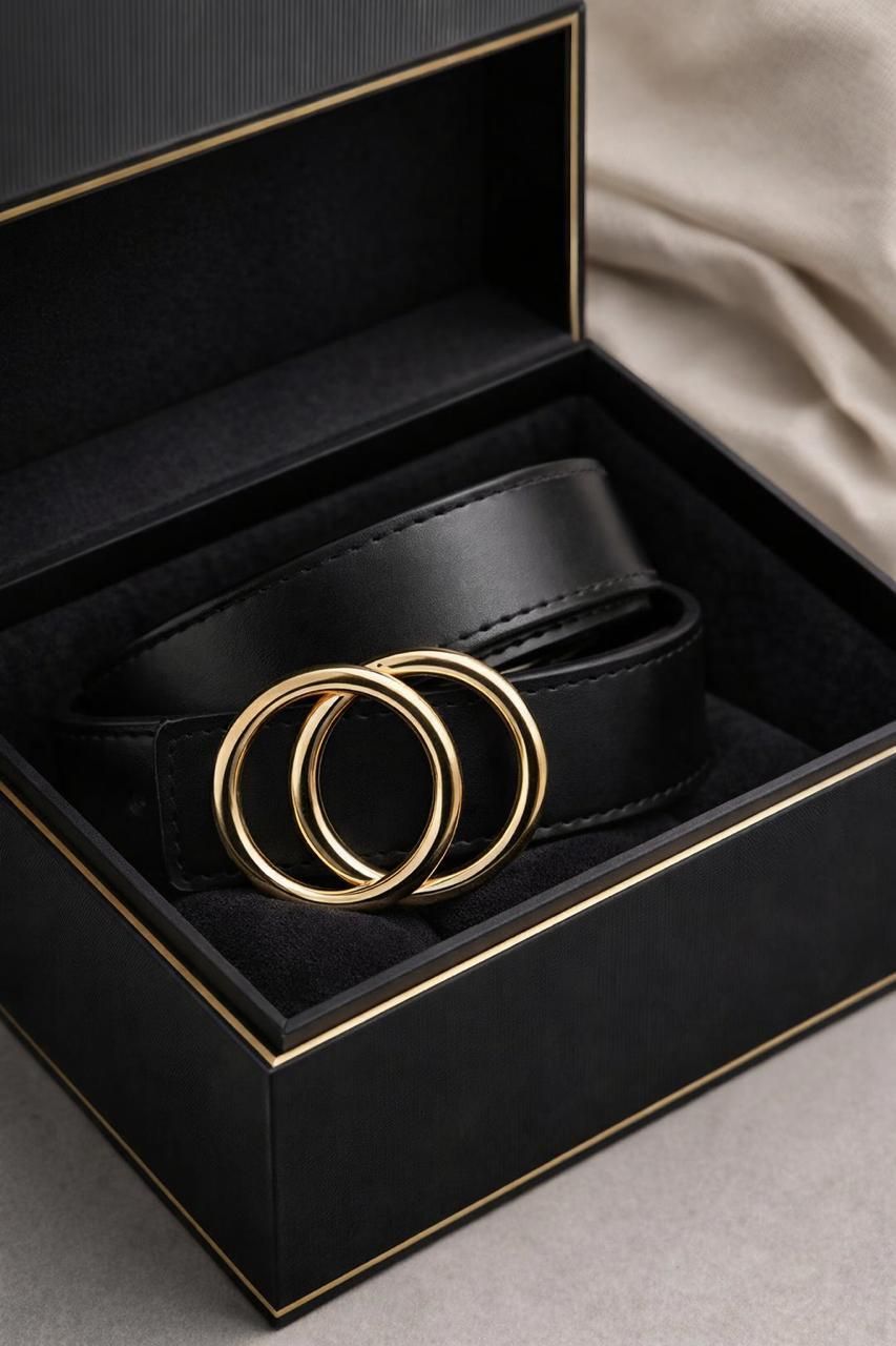 kaezri Women Black Artificial Leather Belt-picture-3