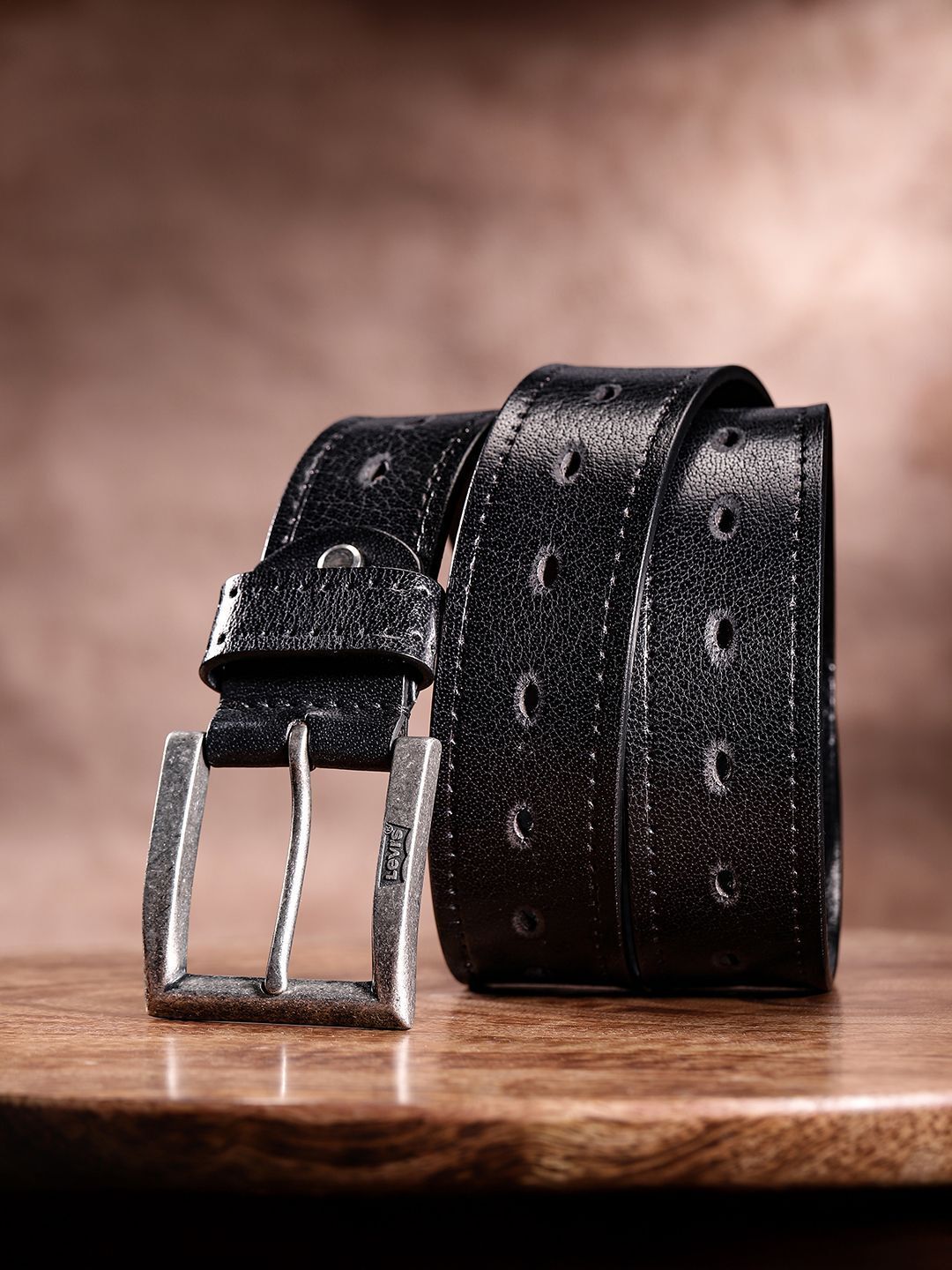 Men Casual Black Genuine Leather Belt-image-8