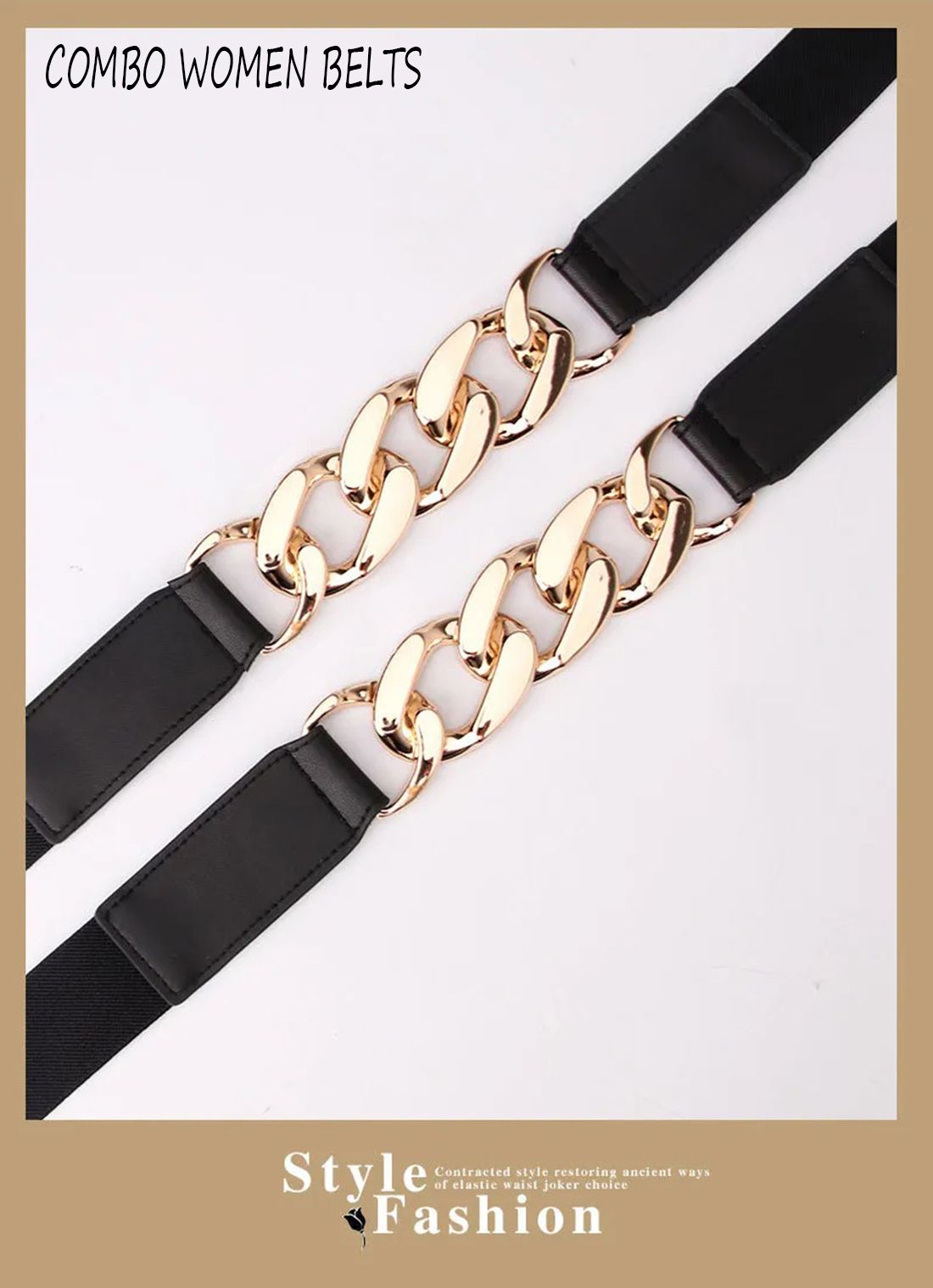 Women Casual, Formal, Formal, Evening Black Metal Belt-image-43