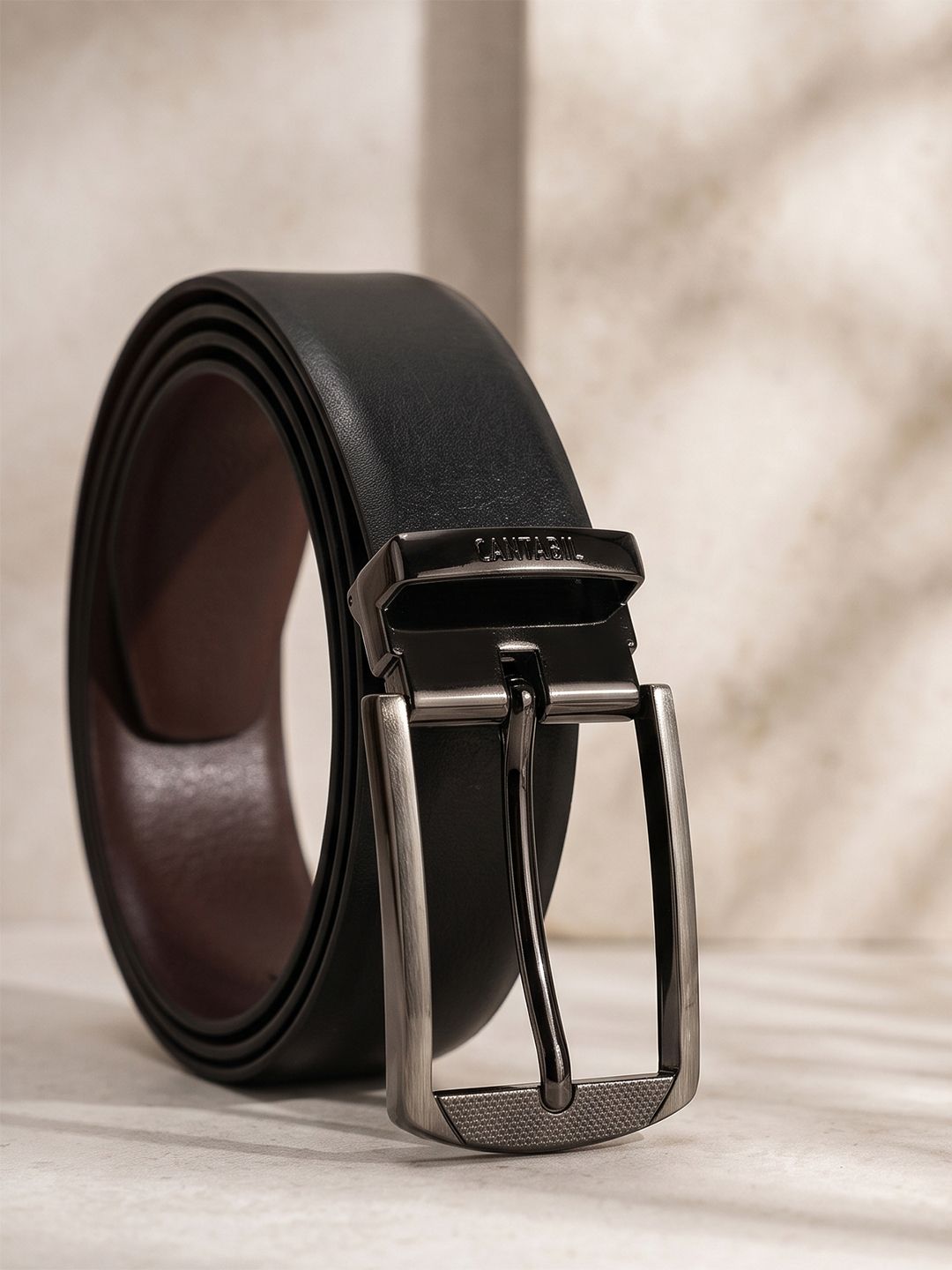 cantabil Men Black, Brown Genuine Leather Reversible Belt-picture-13