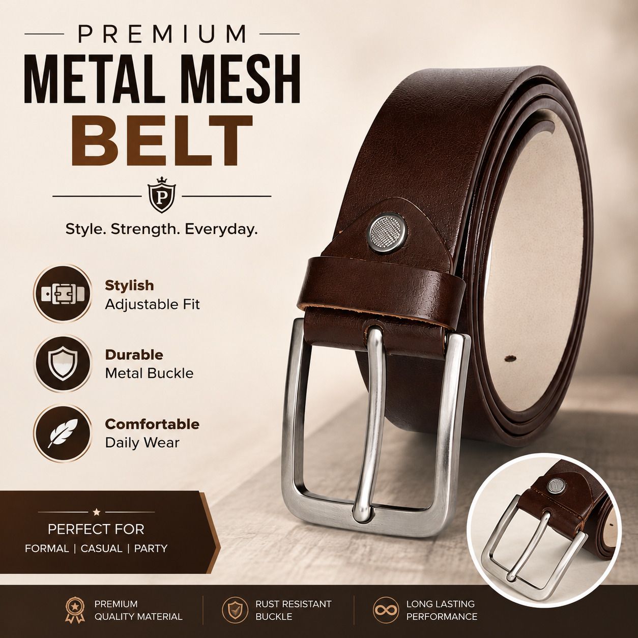 manthaane groups Men & Women Casual, Formal, Party Black Genuine Leather Belt-picture-13
