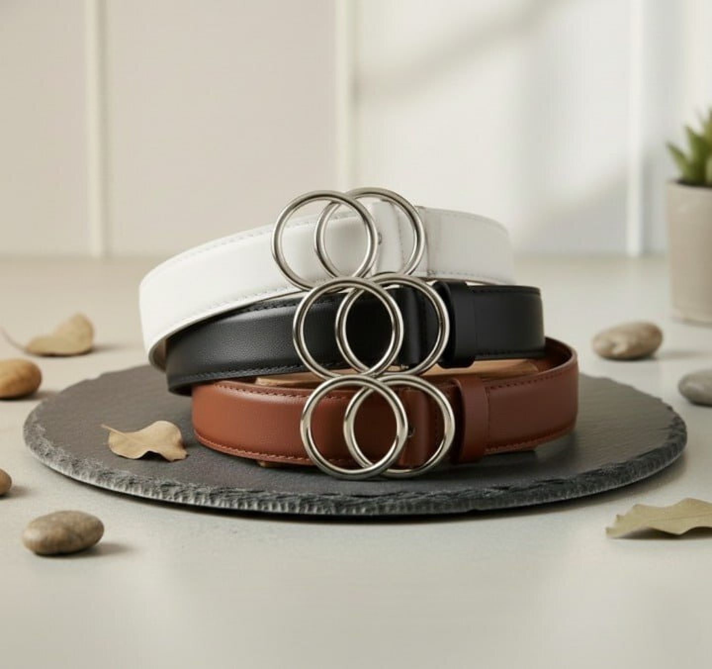 Women Casual Brown, Black, White Artificial Leather Belt