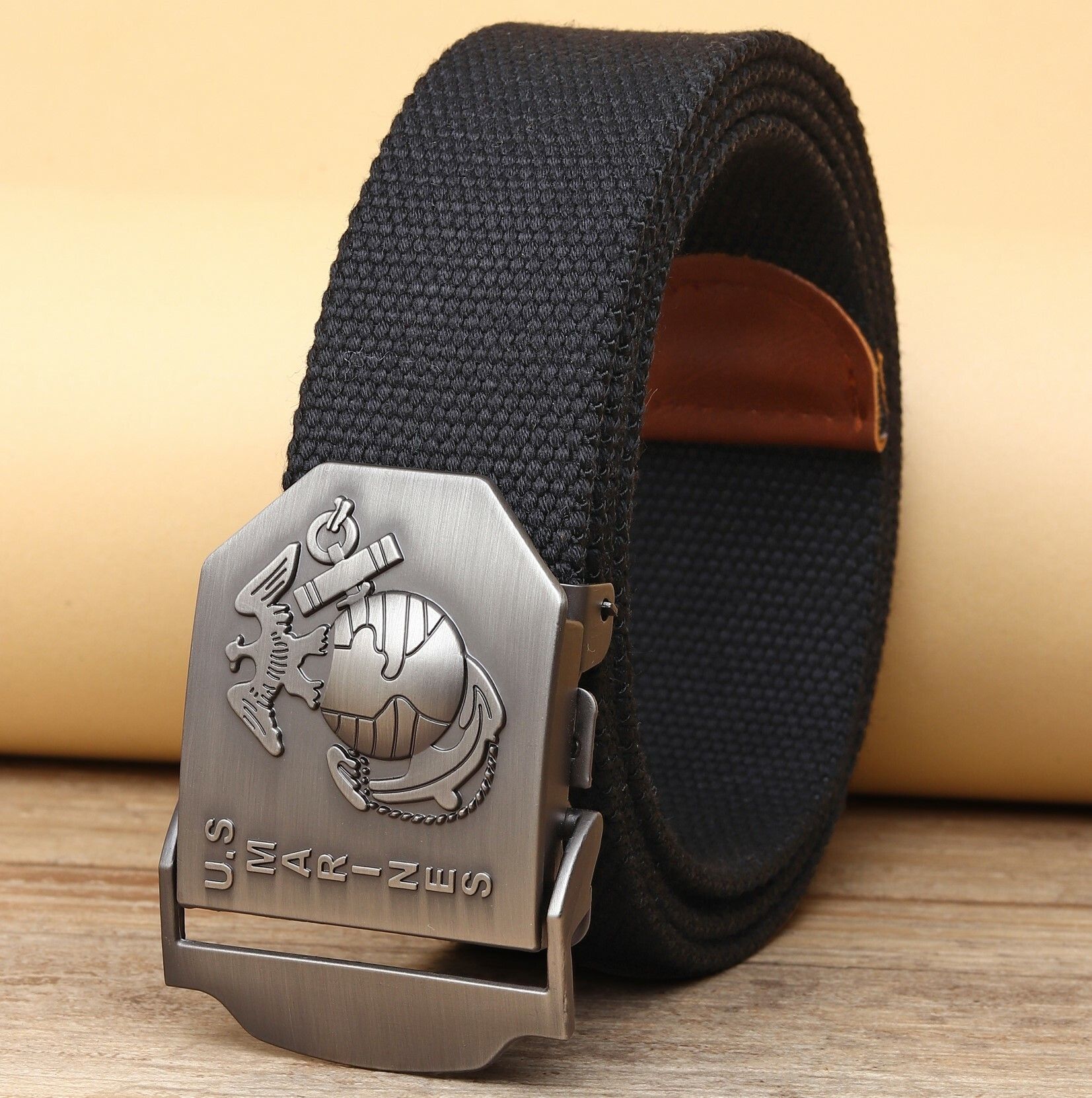 Men Evening, Party, Formal, Casual Black Canvas Belt-image-30