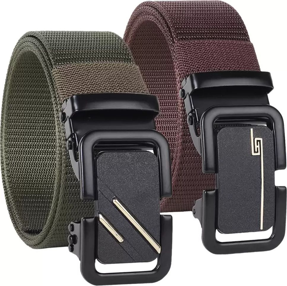 Men Formal Green, Brown Nylon Belt-image-12
