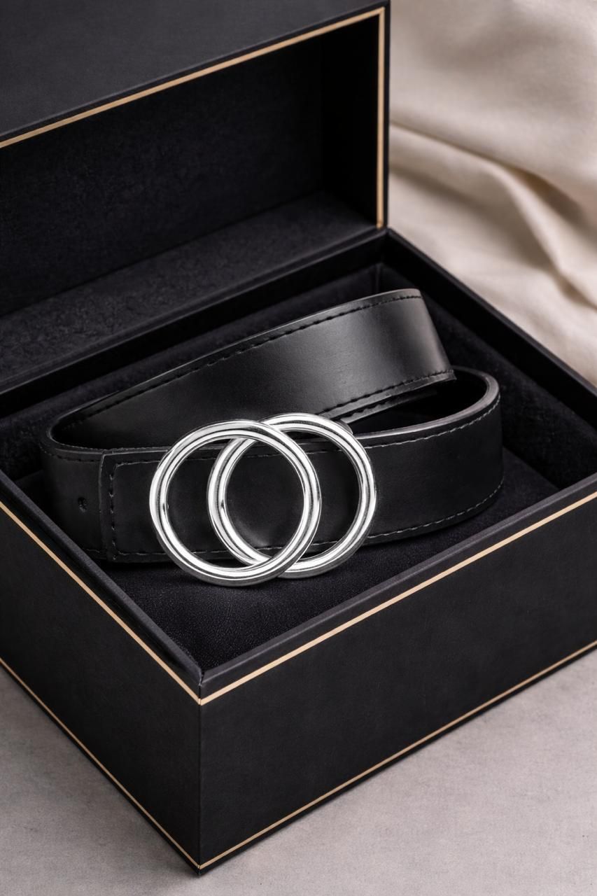 kaezri Women Black Artificial Leather Belt-picture-1