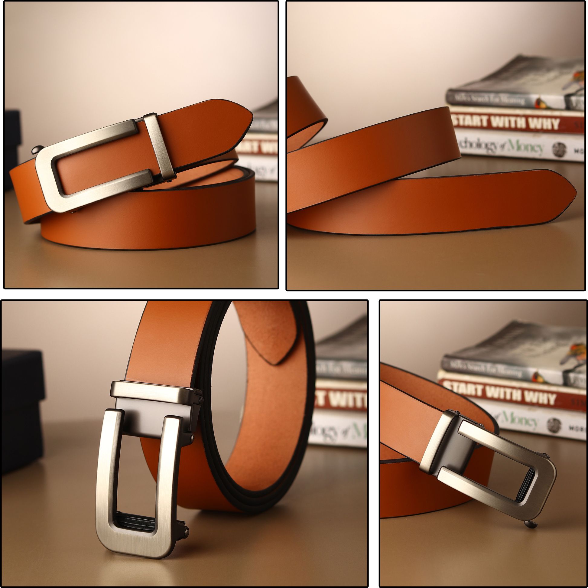 warcks Men Formal Tan Genuine Leather Belt-picture-10