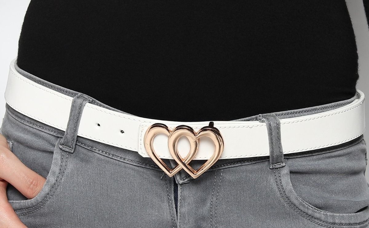 Women Formal White Artificial Leather Belt-image-40