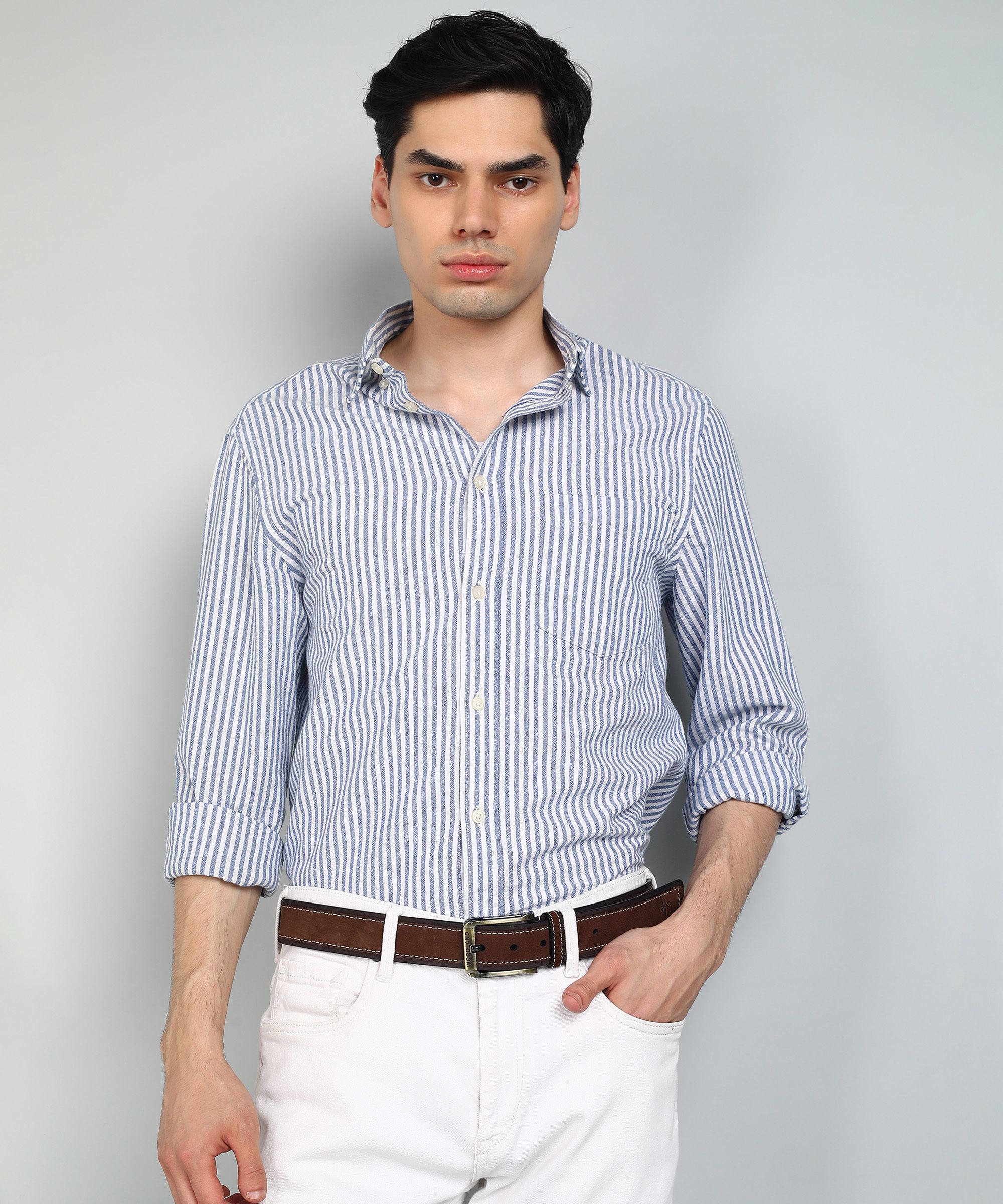 Men Casual Brown Genuine Leather Belt-image-15
