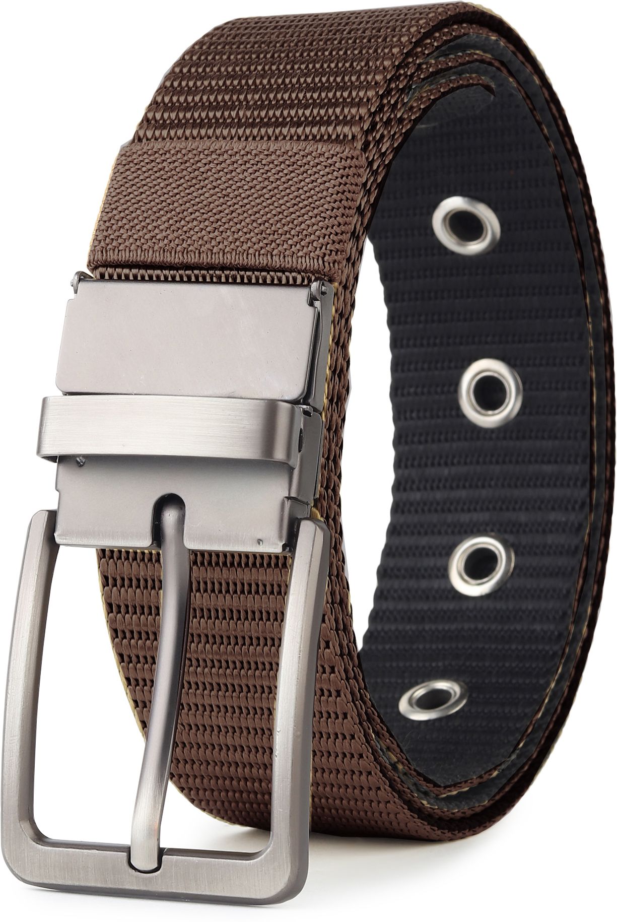 roadster Men Evening, Party, Formal, Casual Black, Brown Nylon Reversible Belt-picture-11