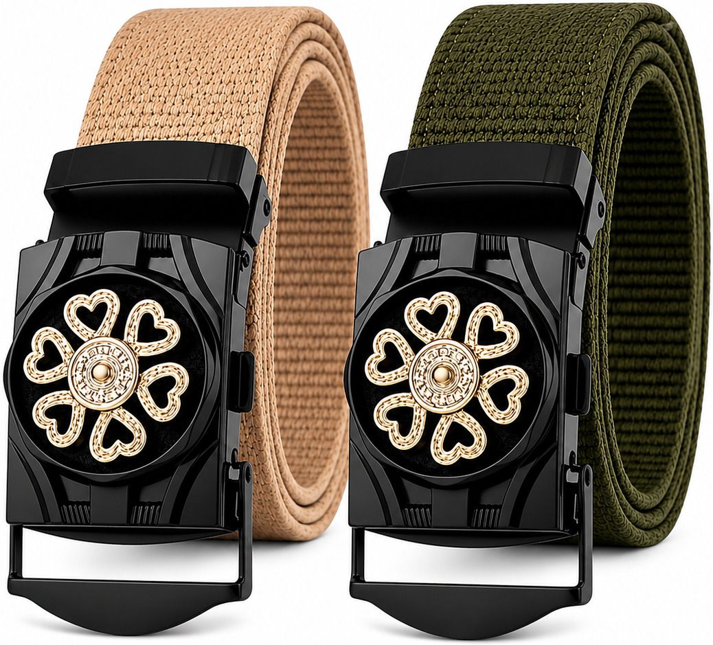 vildth Men Casual Beige, Green Nylon Belt-picture-22