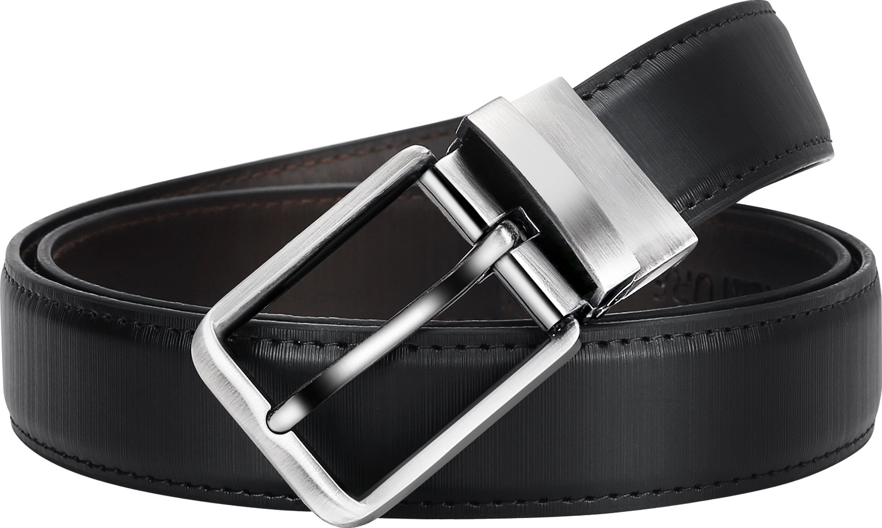 creature Men Formal Black Artificial Leather Reversible Belt-picture-10
