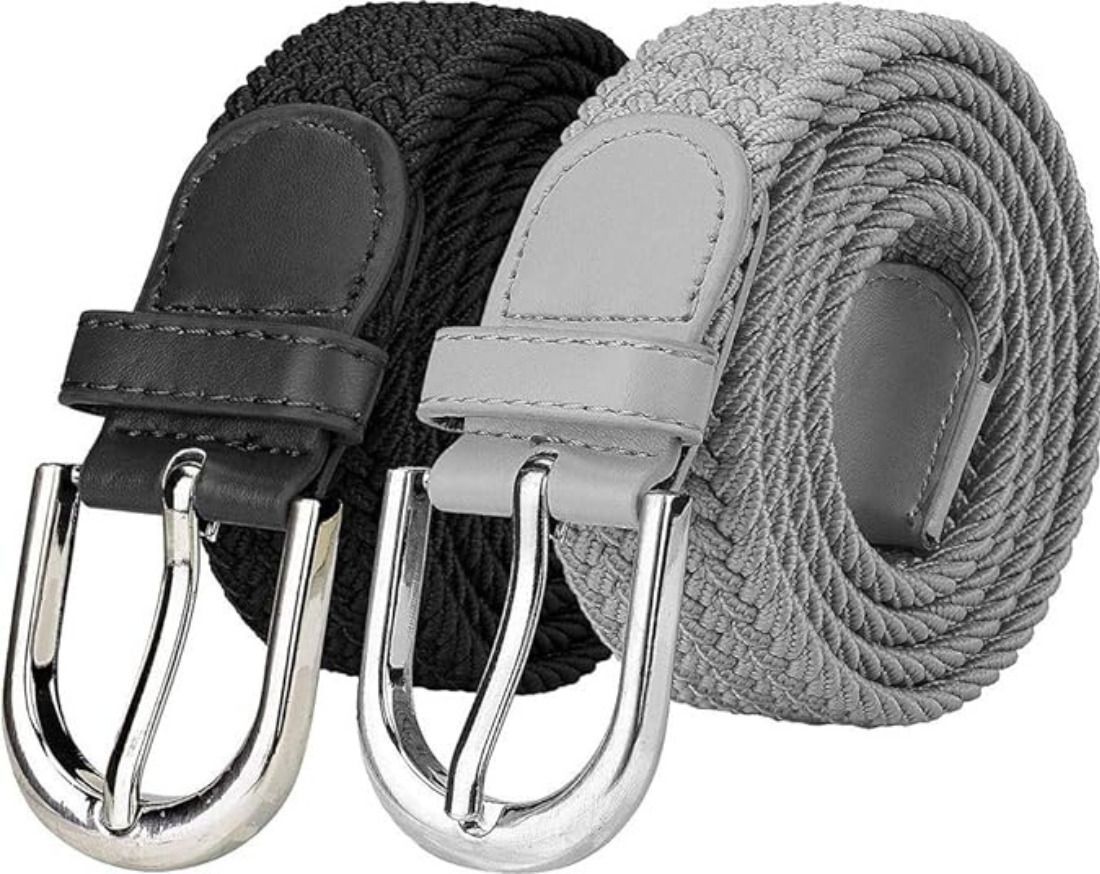 Women Casual, Formal, Evening, Party Black, Grey Canvas Belt