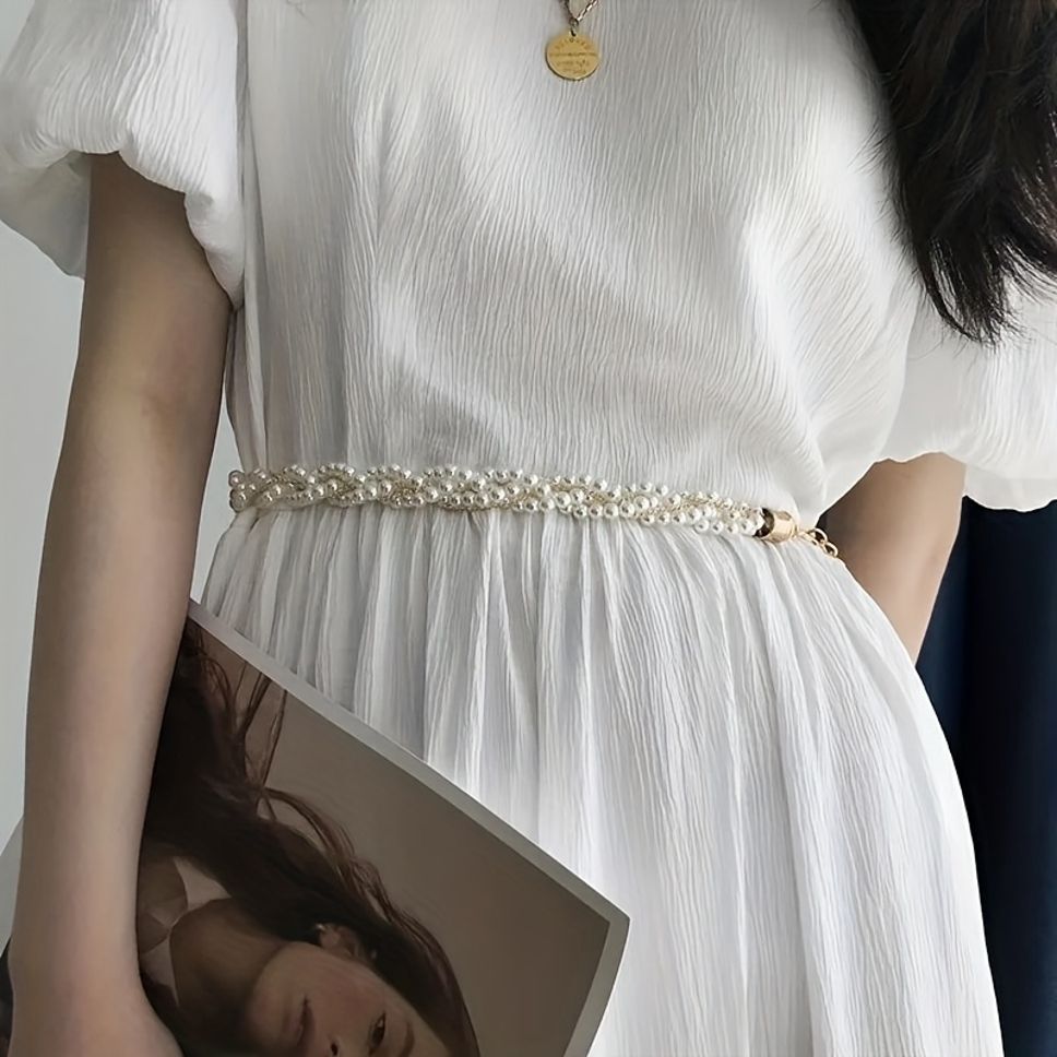 Women White Metal Belt