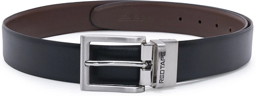 red tape Men Formal Black, Brown Genuine Leather Reversible Belt-picture-12