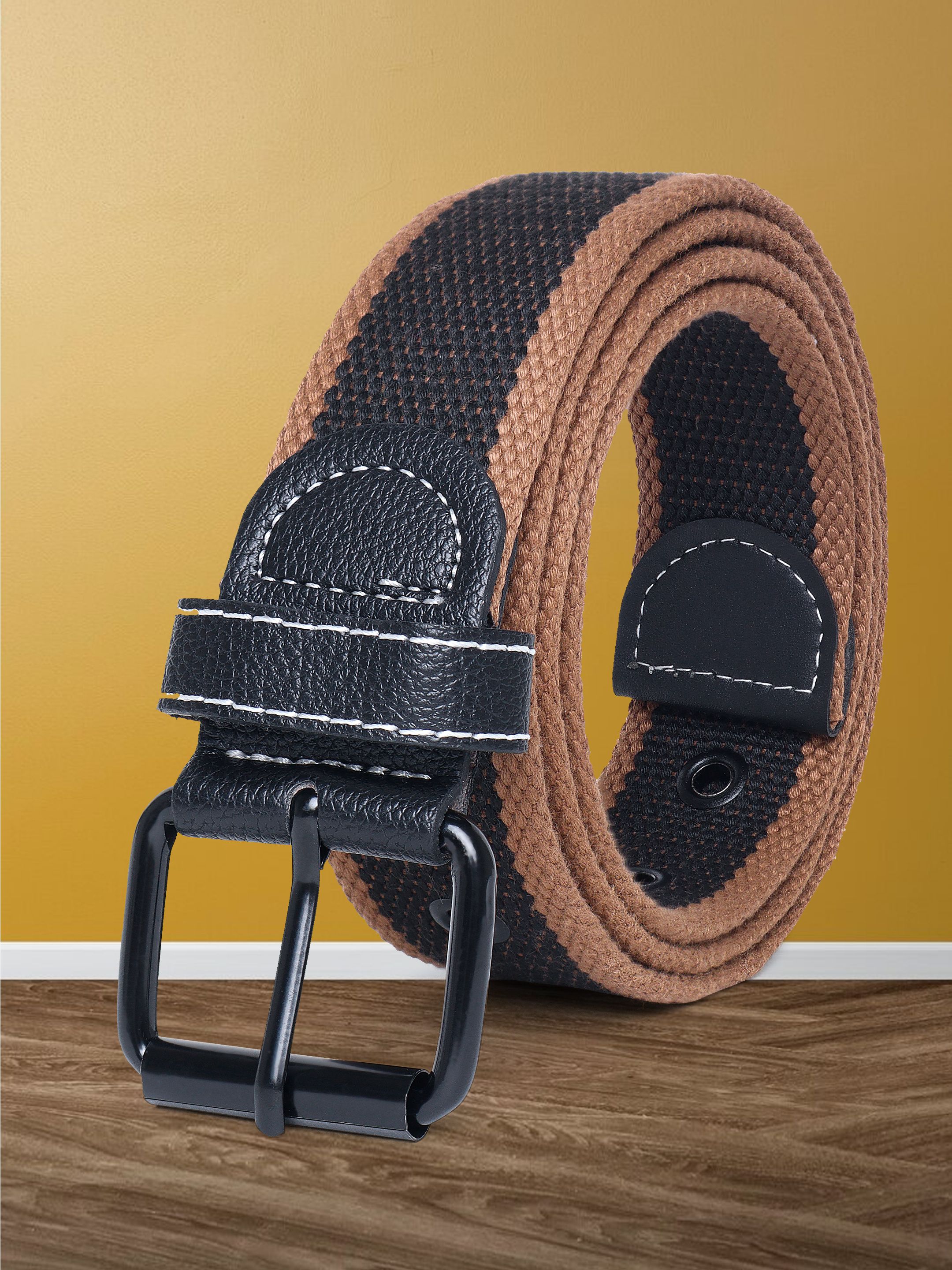 Men Casual Brown Nylon Belt-image-40