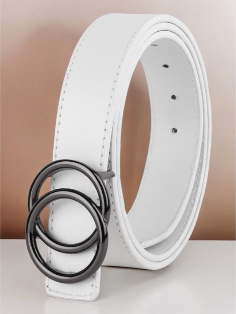 Women Casual White Artificial Leather Belt-image-3