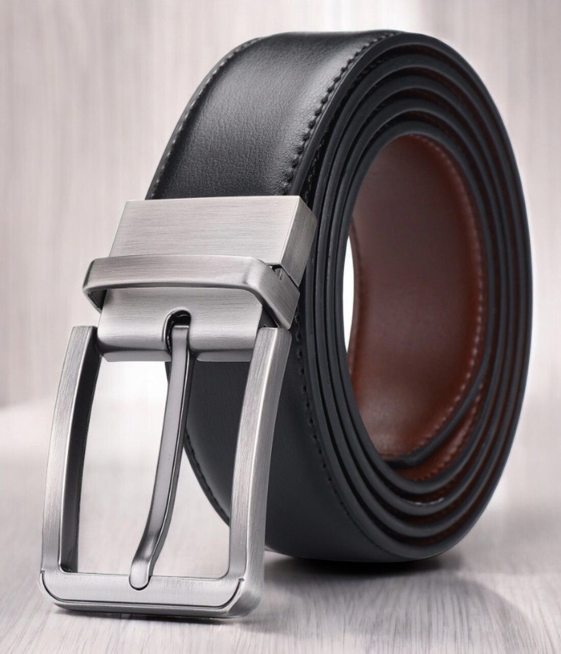 roadster Men Casual, Evening, Formal, Party Black Artificial Leather Reversible Belt-picture-10