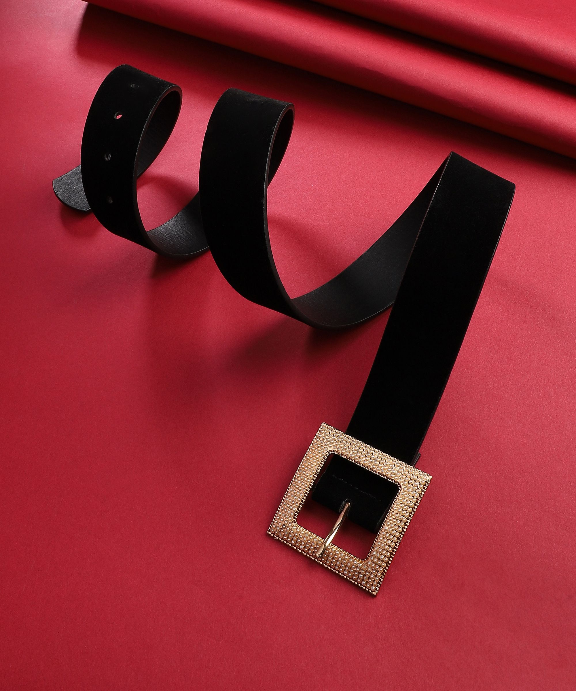 sohi Women Party Black Artificial Leather Belt-picture-7