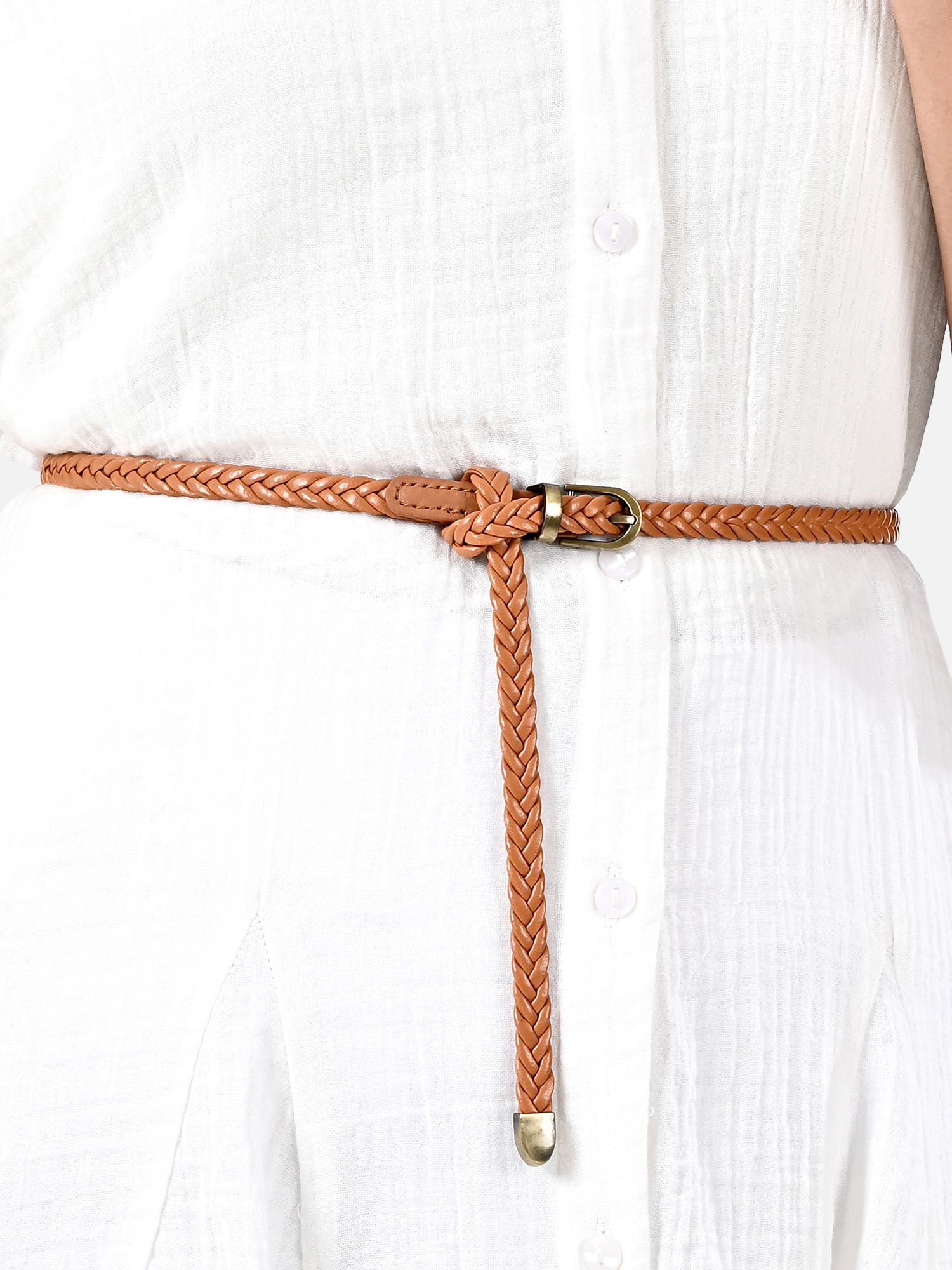 Women Casual Tan Synthetic Belt-image-9