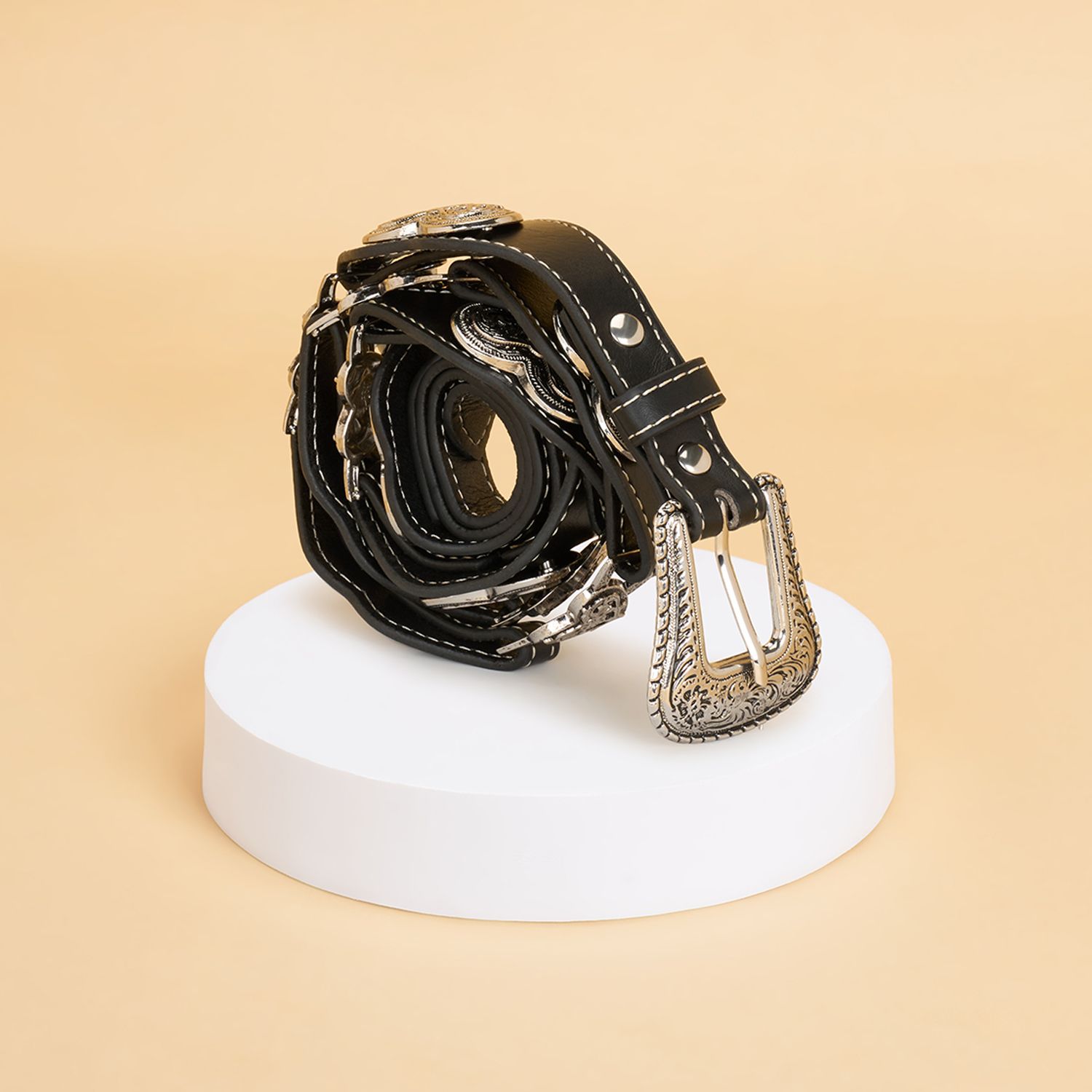 Women Black Fabric Belt-image-17