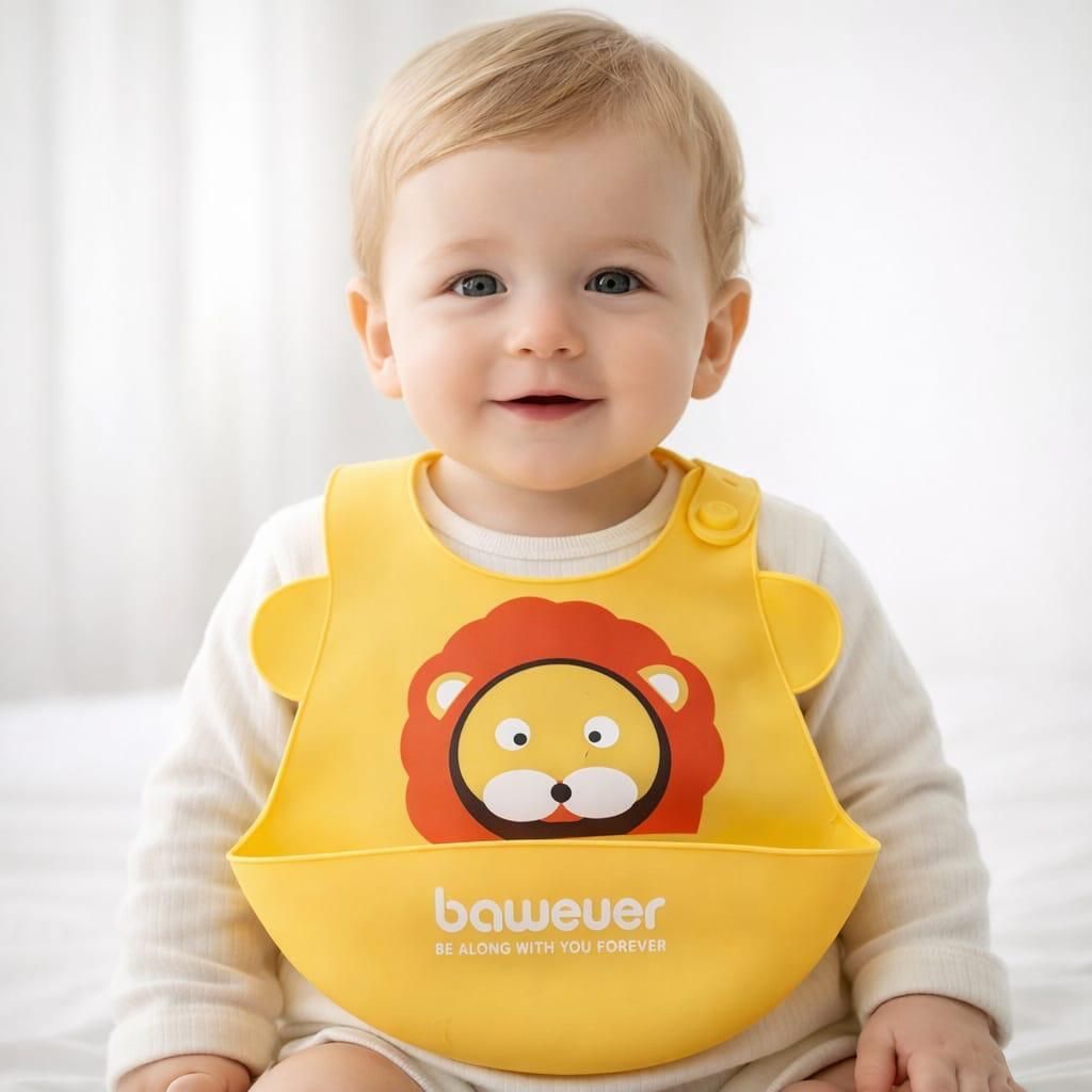 Soft Silicone Waterproof Baby Bib, 6months to 3year, Adjustable Strap-image-18
