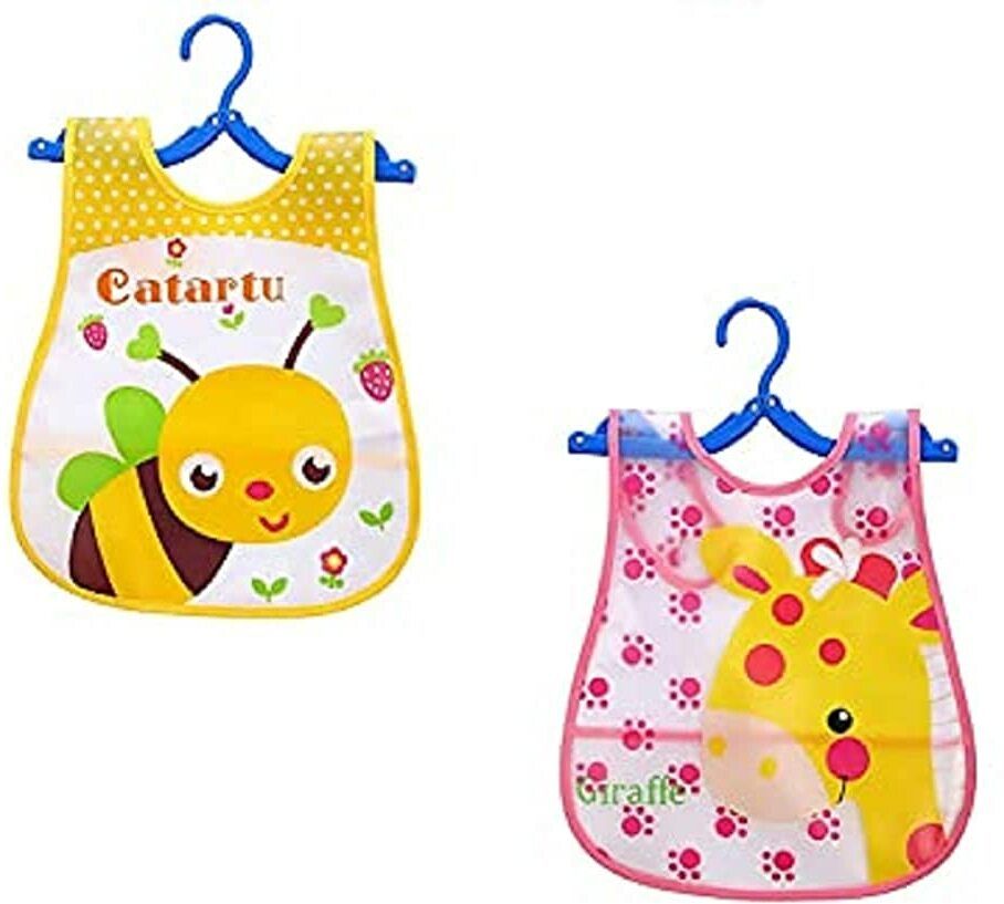 Baby Plastic Apron Bibs 2Pcs | Waterproof,Quick Dry/ Multi-Design | 6-24 Months