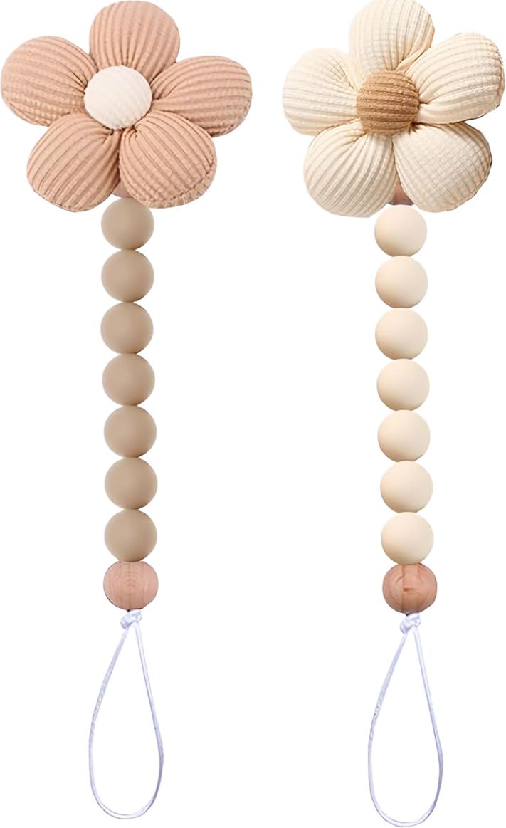 gustave Flower Silicone Beaded Pacifier Clips with Loop Strap for Baby Anti Loss Soother-picture-34