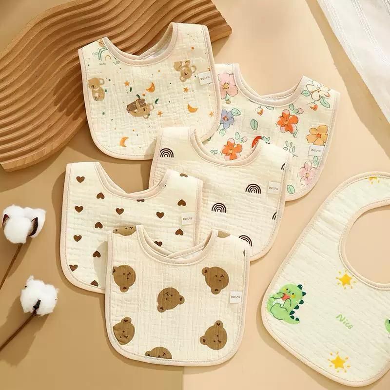bigbought Baby Feeding Essentials | Muslin Cotton Bib Pack with Cute Prints-picture-46
