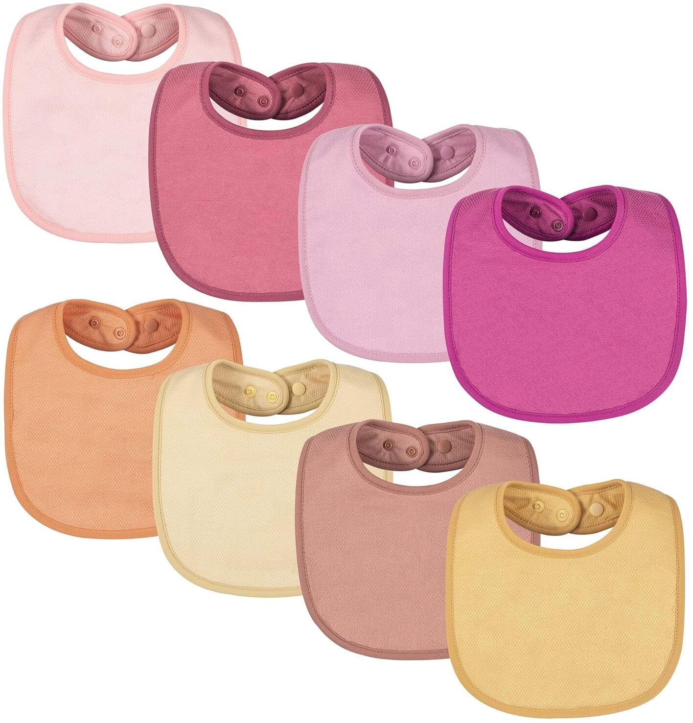 Feeder Bib, Absorbent and Waterproof Baby Bib, Girl Set (Pack of 8)-image-1