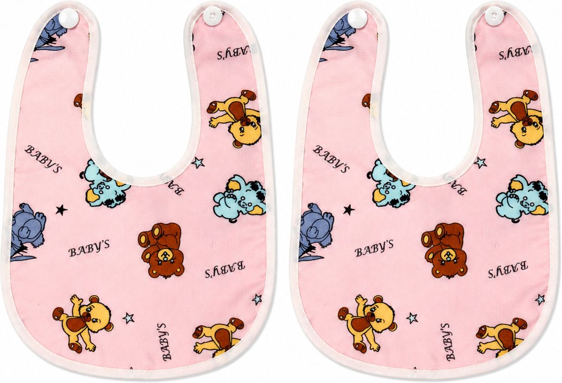 qutoo box Waterproof Baby Bibs Set of 2 Pink | Reusable Feeding Apron Bibs-picture-20