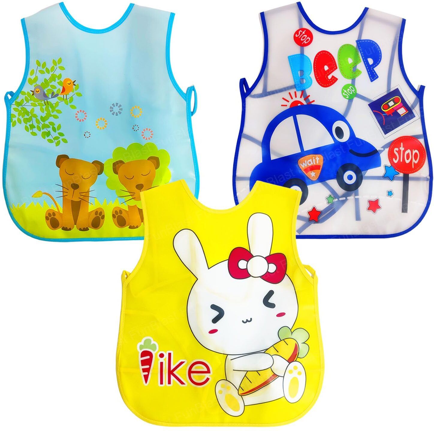 funblast Plastic Feeding Baby Bibs - 3 Pieces Waterproof Baby Apron, Bib for Toddlers-picture-24