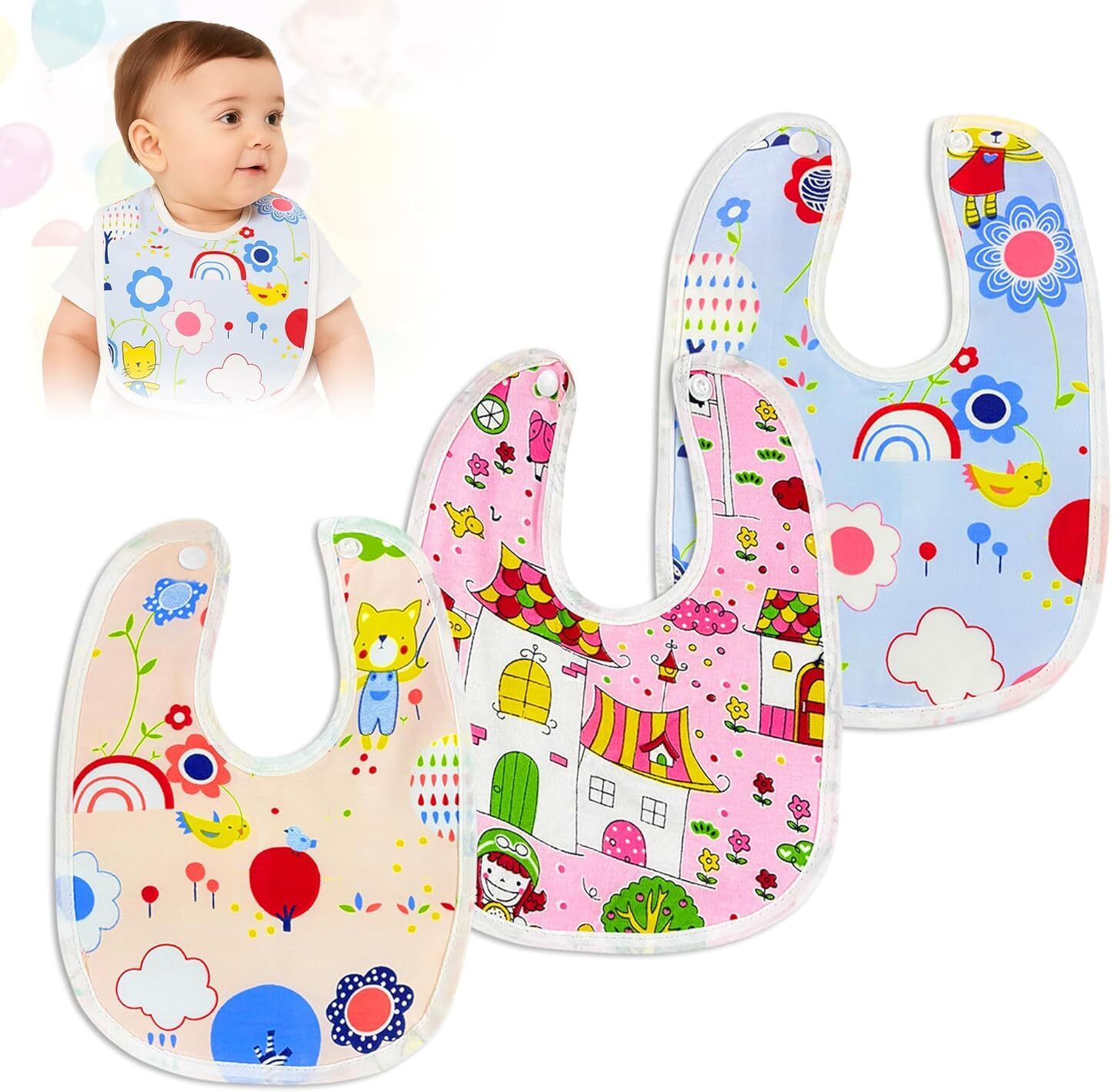 desnuda Cute Print Baby bibs, Waterproof, Adjustable & Washable Feeding Bibs for Infant-picture-45