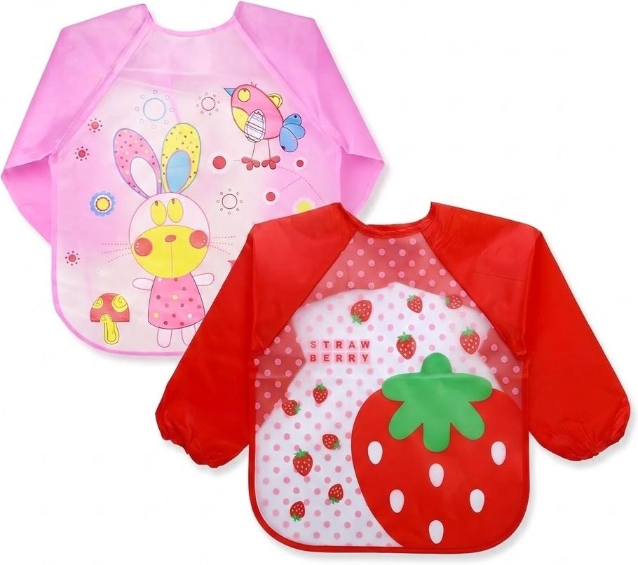 Full Sleeve Waterproof Baby Feeding Bib Washable Colorful Cute Animal Kids Apron-image-32