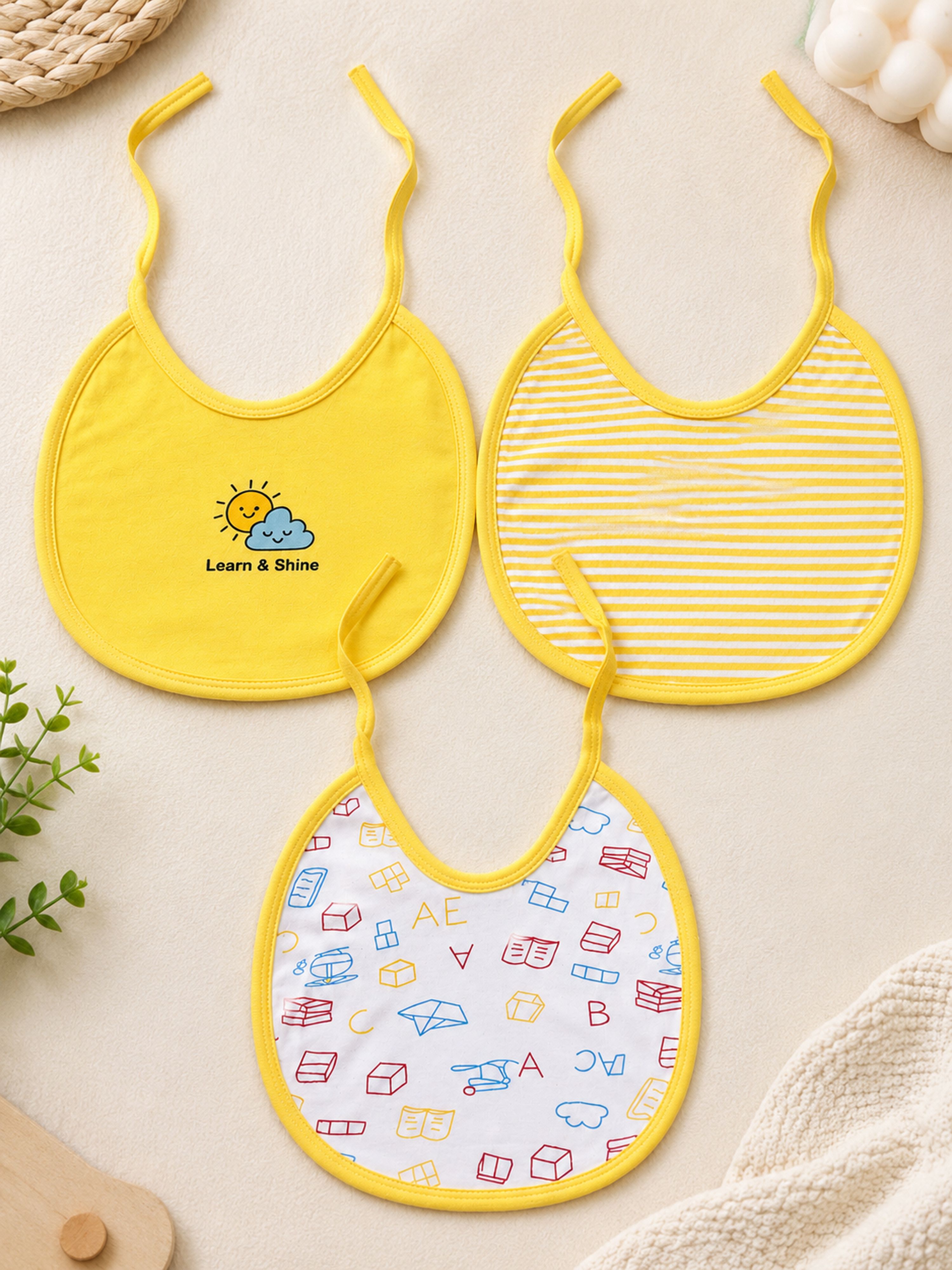 kidbee Soft Cotton Tie-Up Feeding Bib for Baby Boys & Girls 0-24 Months (Pack of 3)-picture-20