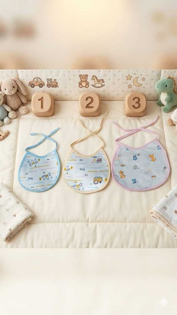 Baby Cotton Bib Soft Absorbent Feeding Bib for Babies with Snap Closure-image-5