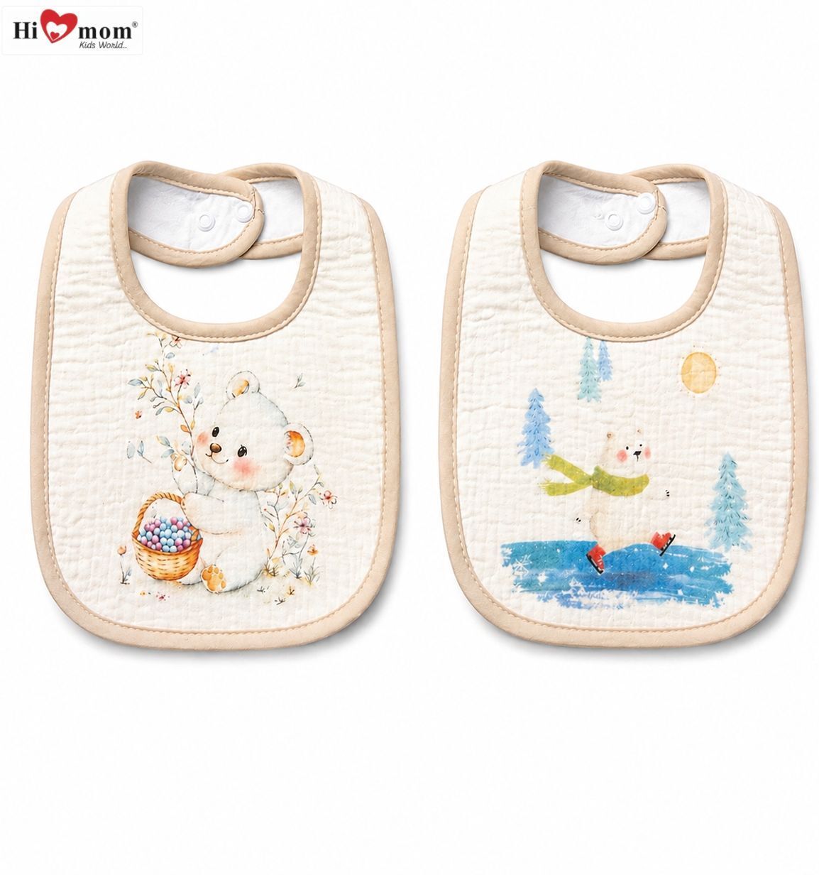 hi mom Soft Cotton Printed Baby Bib Set-picture-24