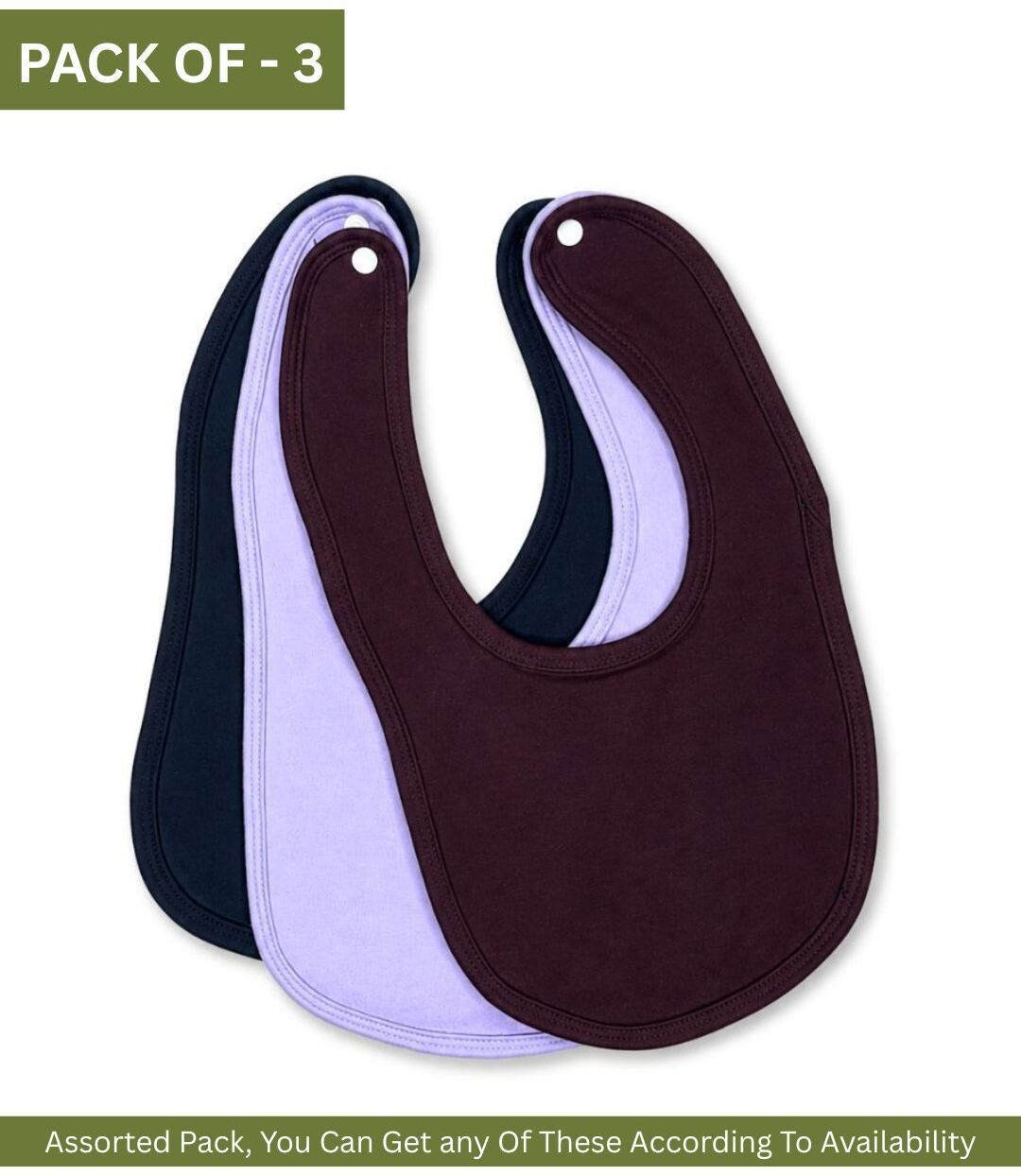 Cotton Terry Baby Feeding Bibs - Multicolor - Pack of 3(0-24 Months)-image-7