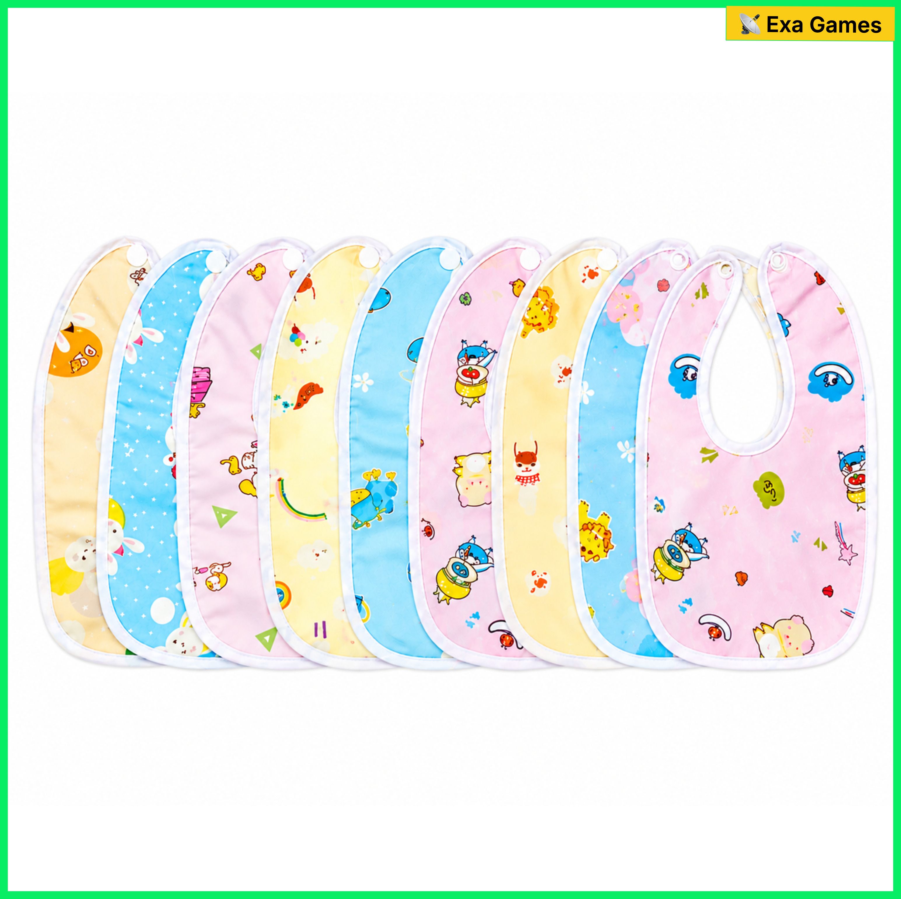 bubblino Waterproof Cotton Baby Bibs Set with Snap Buttons, Feeding Bib for Infants,03+-picture-33
