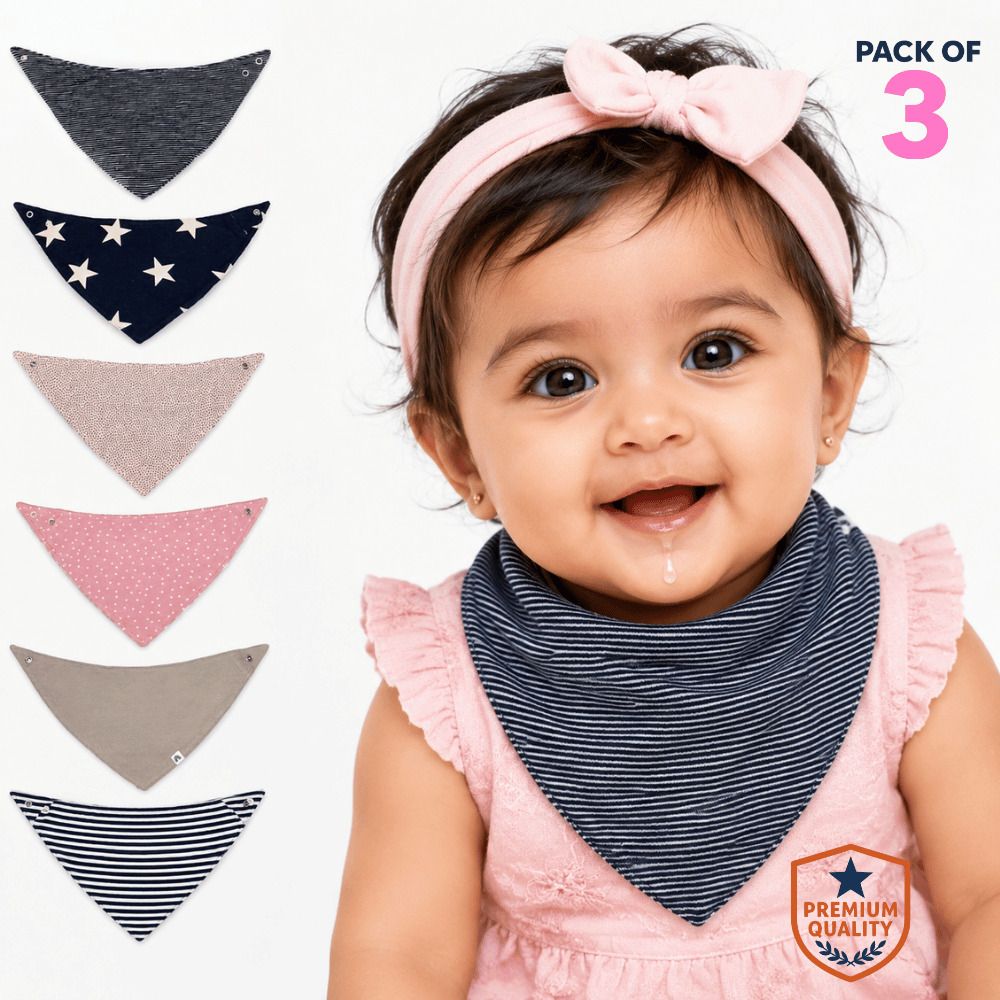 genz Premium Soft Cotton Baby Bandana Bibs (Pack of 3) | High Absorbent Baby Bib 0-2Y-picture-32
