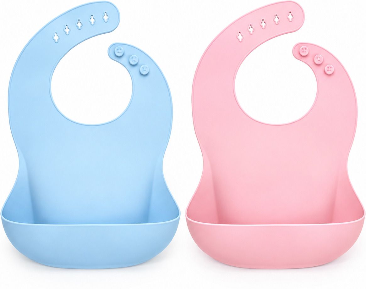 qenzio Waterproof Silicone Baby Feeding Bib Set of 2 with Food Catcher Pocket-picture-24