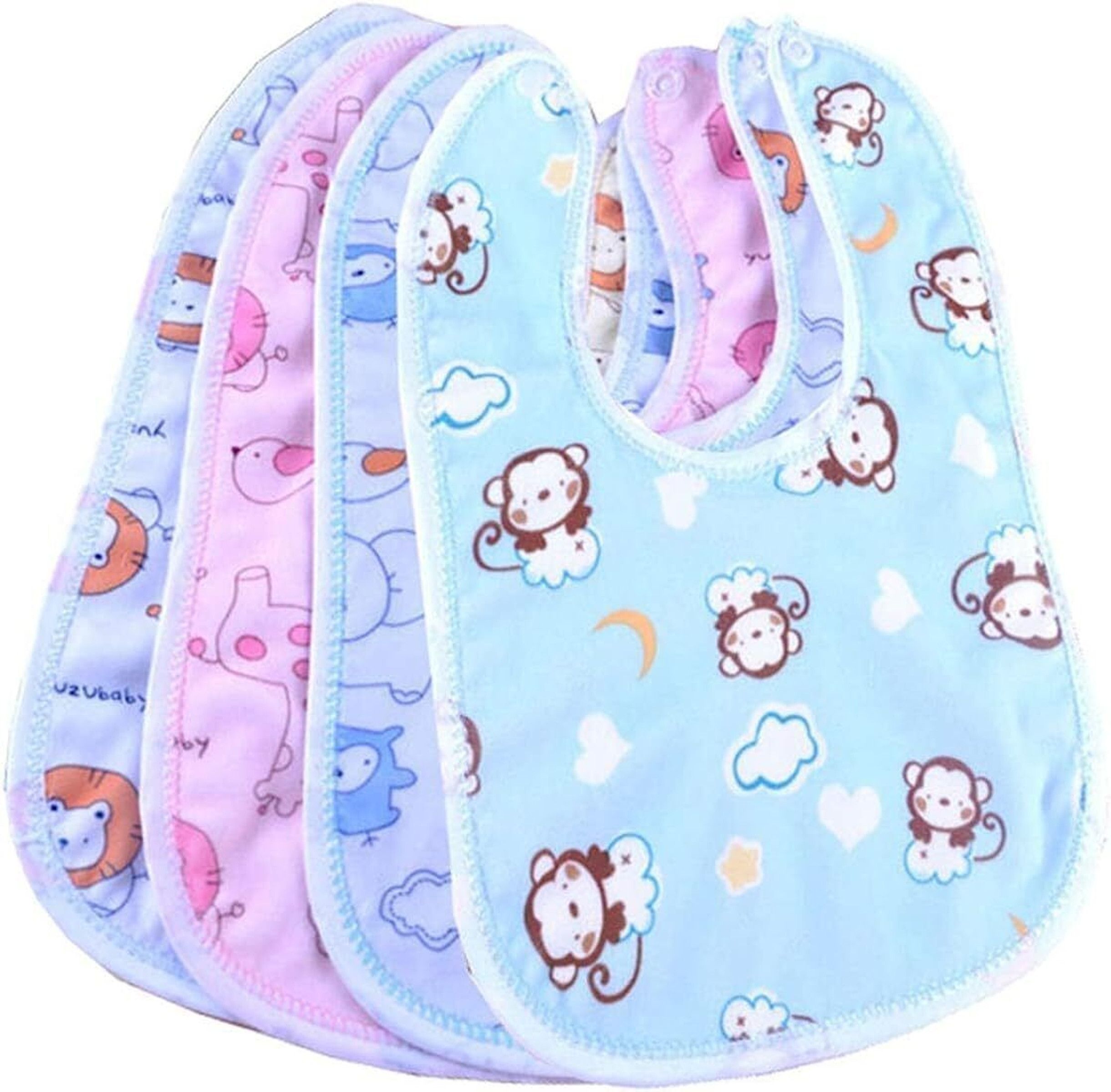 aarvikaa Baby Feeding Bib Waterproof Pack of 4 Reusable Soft Cartoon Print Bibs-picture-1