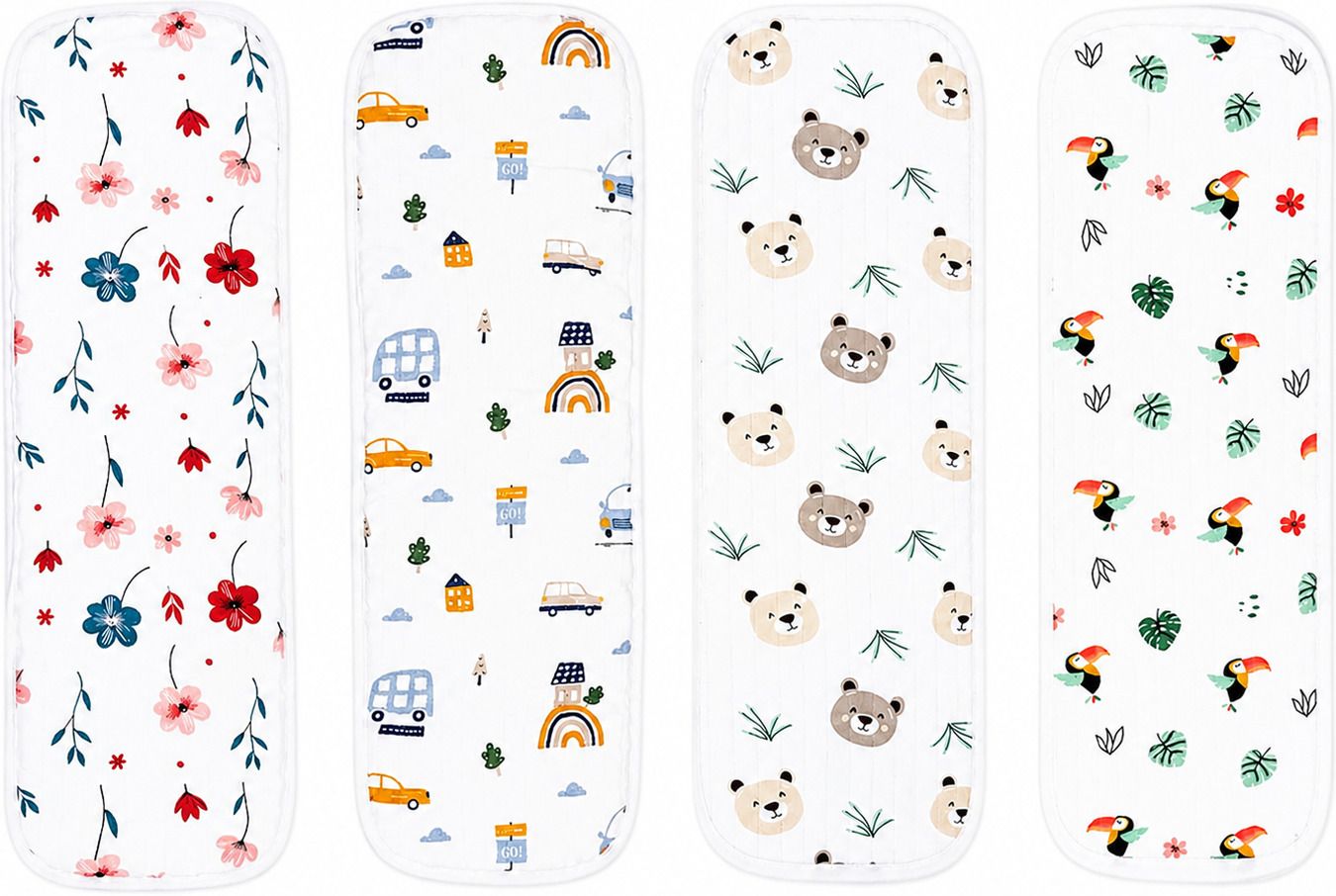 voidrop 100% Muslin Printed Burp Cloth/Bibs/Napkins/Burpies (50 x 18)(Pack of 4)-picture-1