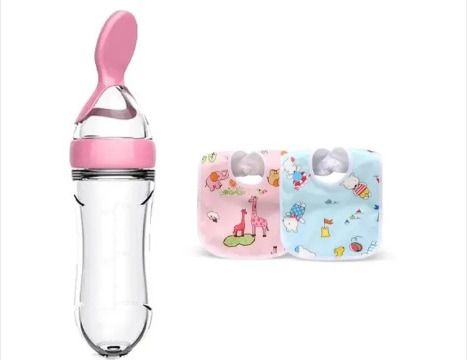 sde 1 Spoon Bottle with Premium Soft Cotton Daily Use bibs-Multicolor pack of 2-picture-9