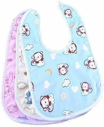kidsify Baby Button Bibs Apron for Feeding and Drooling Cute Animated Print (pack of 3) image 1