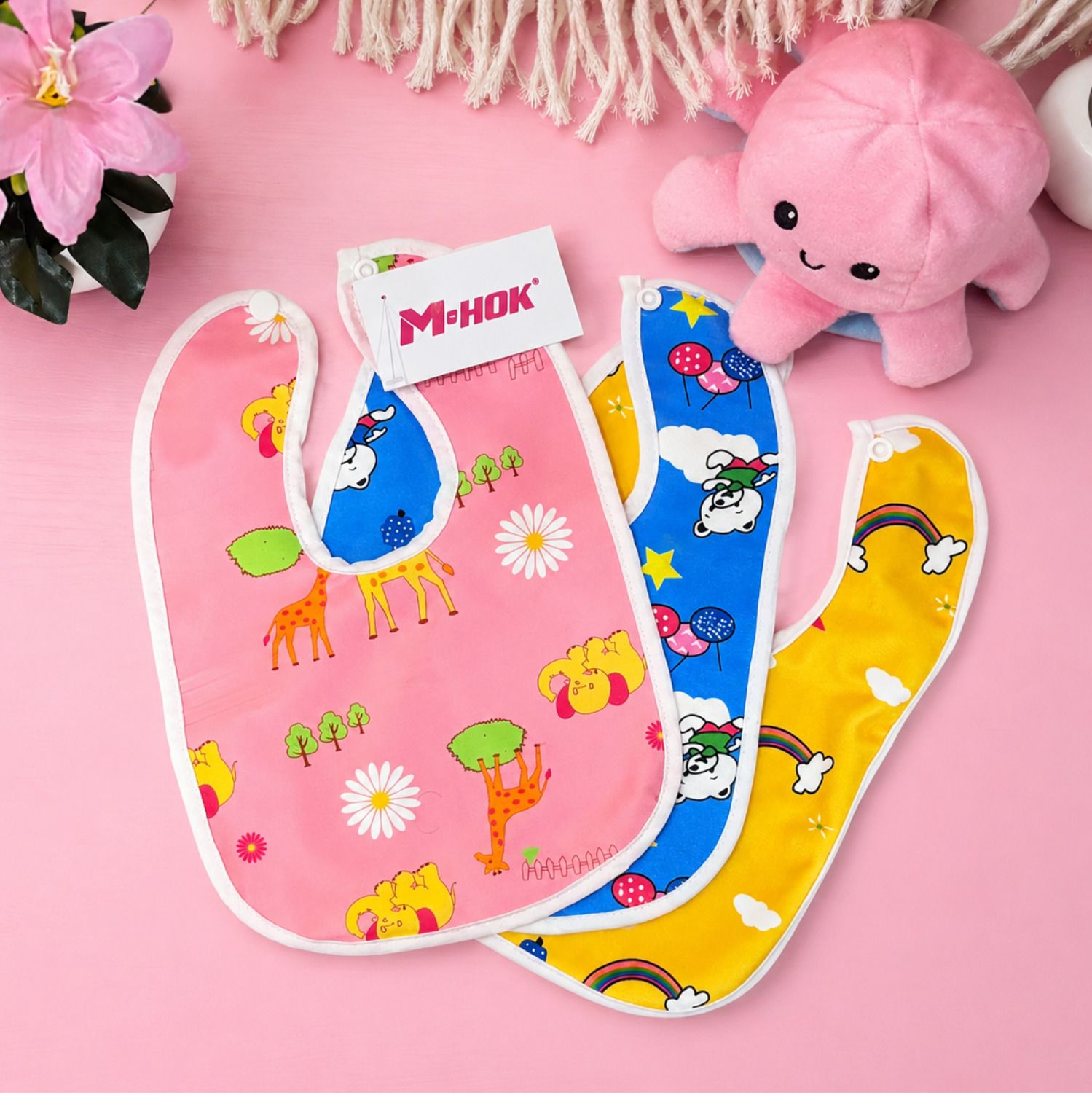MHOK Waterproof Baby Bib | Pack of 6 & 3 | Soft Feeding Bib for Babies-image-43