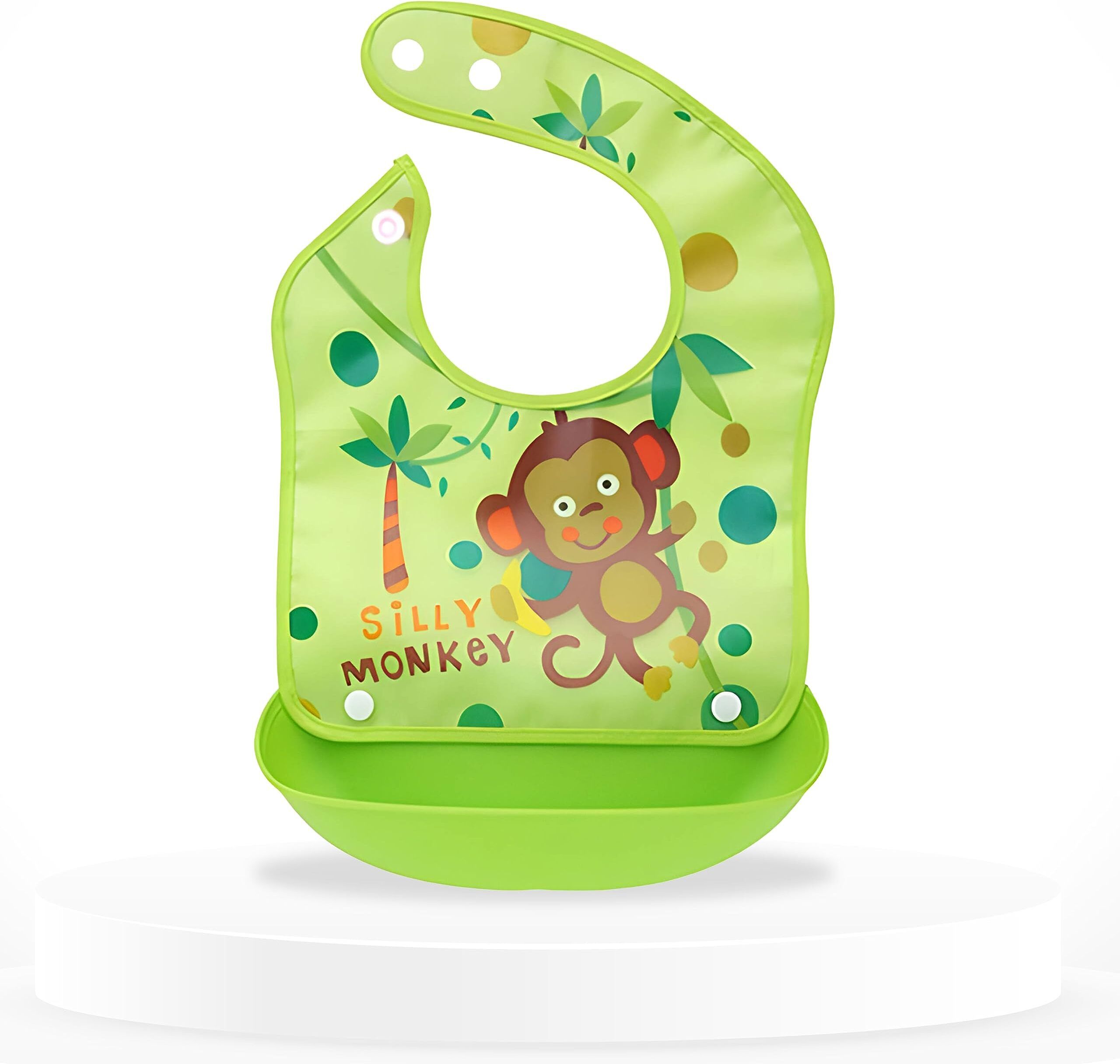 saforiaa Silicone Baby Bib for Feeding & Weaning Babies & Toddlers, Waterproof (Green)-picture-33