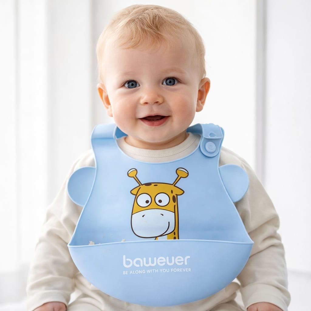 goyoku Soft Silicone Waterproof Baby Bib, 6months to 3year, Adjustable Strap-picture-12