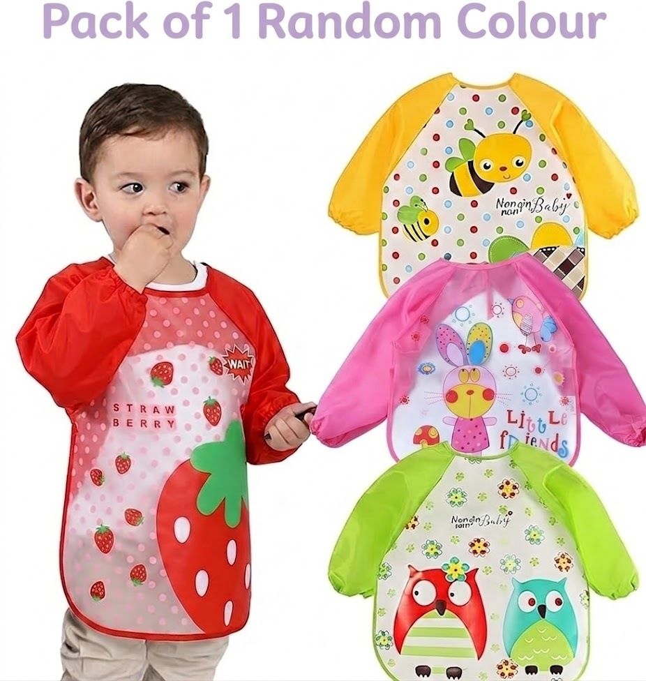 Full Sleeve Waterproof Baby Feeding Bib Washable Colorful Cute Animal Kids Apron-image-31
