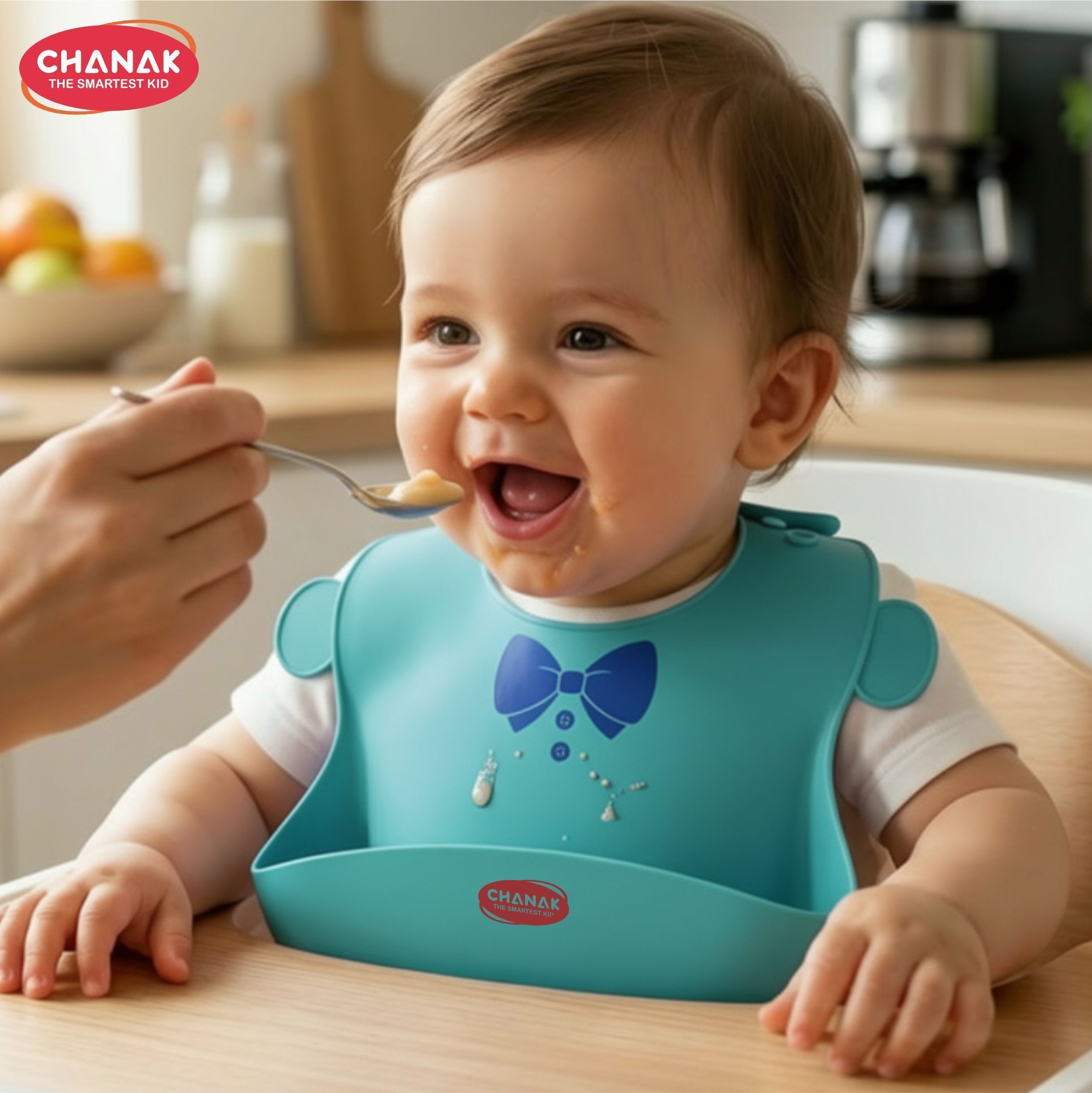 333mart Silicone Bib with Catcher Pocket, Adjustable Waterproof BPA-Free Green-picture-2
