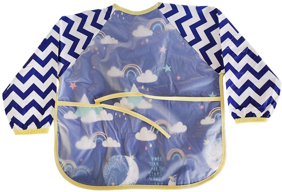 Baby Bibs Sleeves Waterproof Feeding Bibs Infant Toddler- Blue Cloud, 1-3 Years-image-10